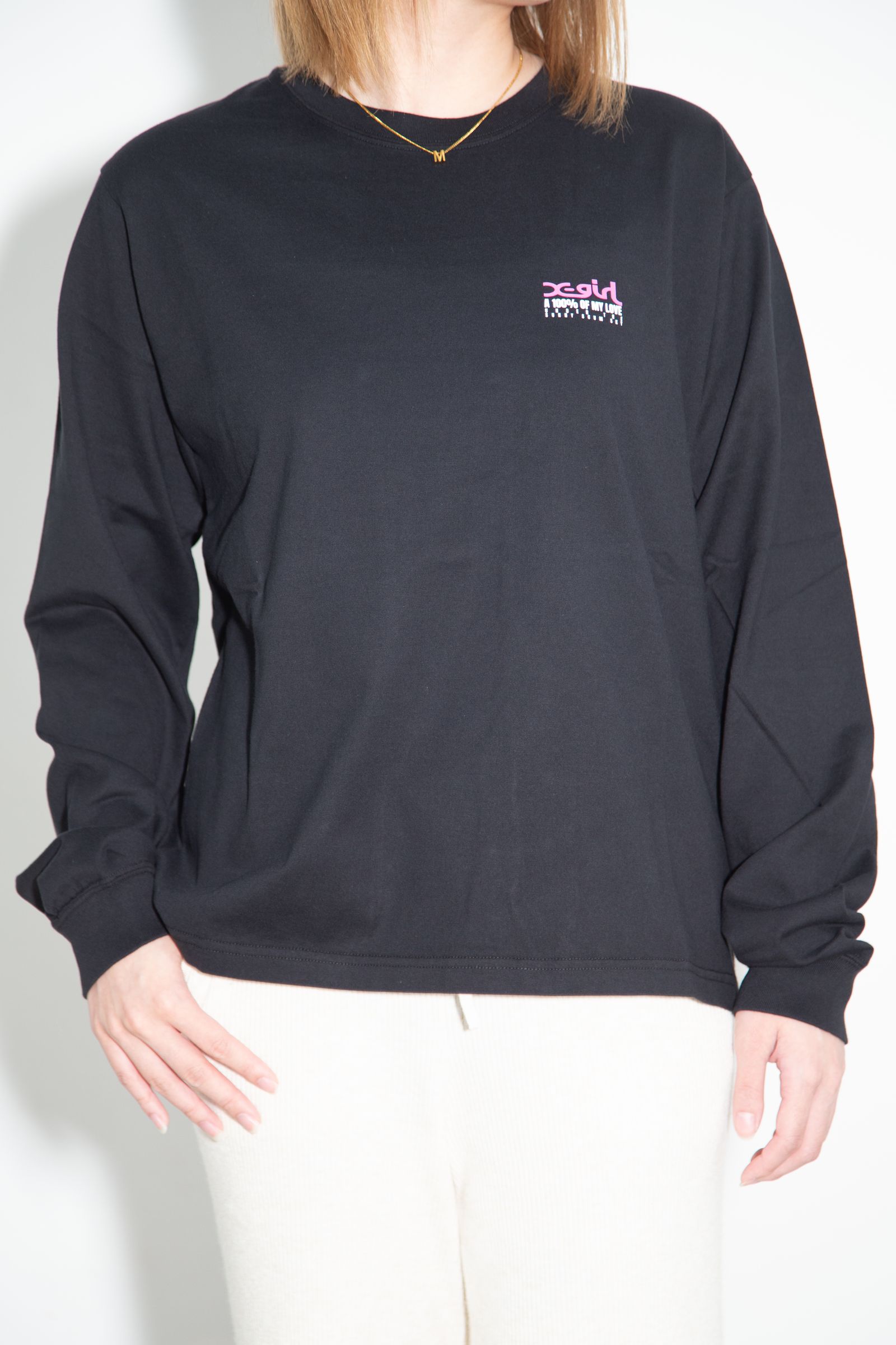 FACE BOX AND MESSAGE L/S TEE / ブラック