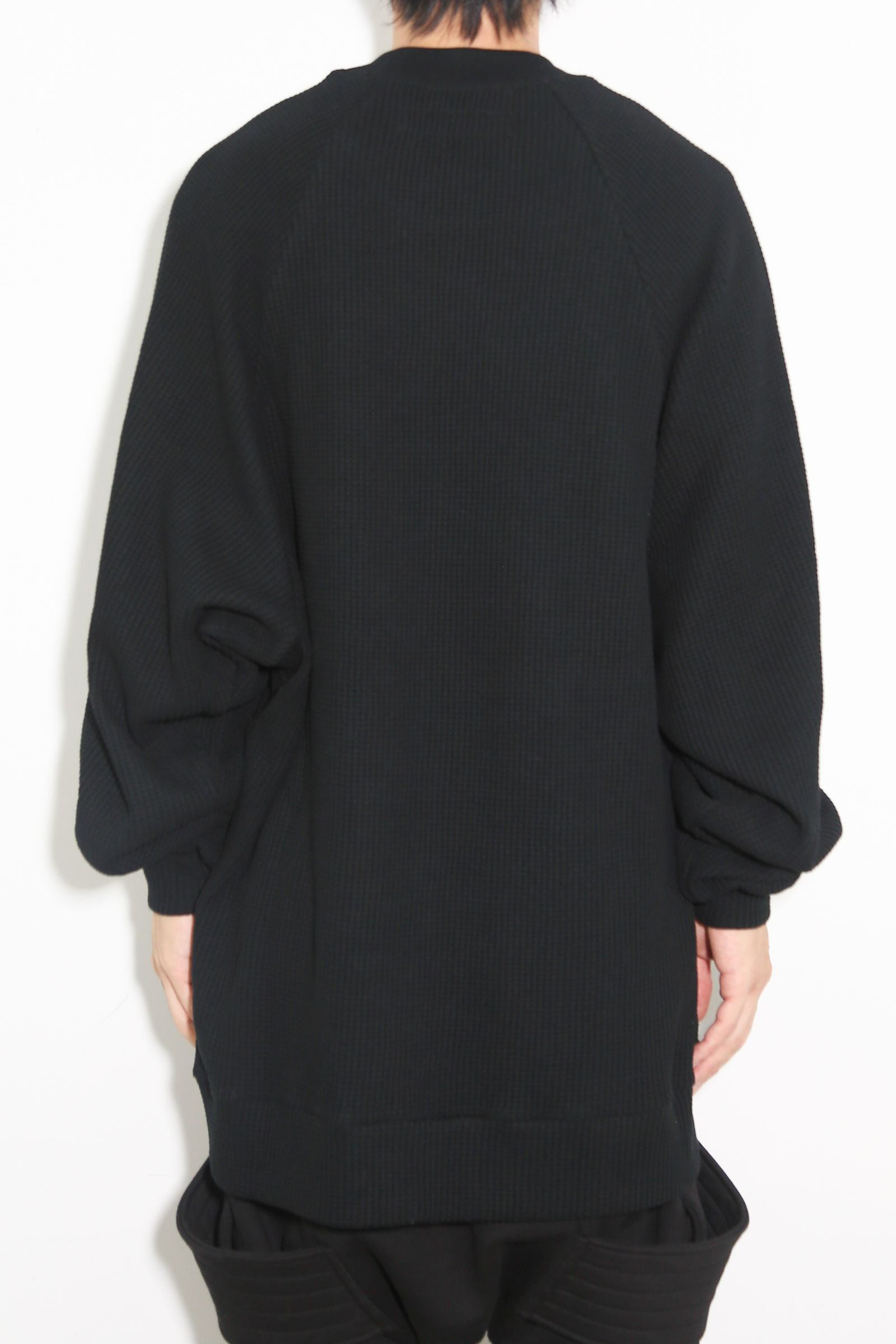 Waffle Dolman Long Pullover / ブラック