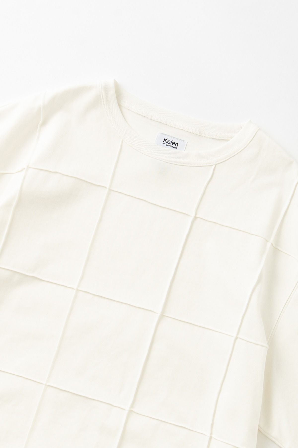 VINCENT / BLOCK STITCH TOP コットンジャージーTシャツ - OFFWHITE