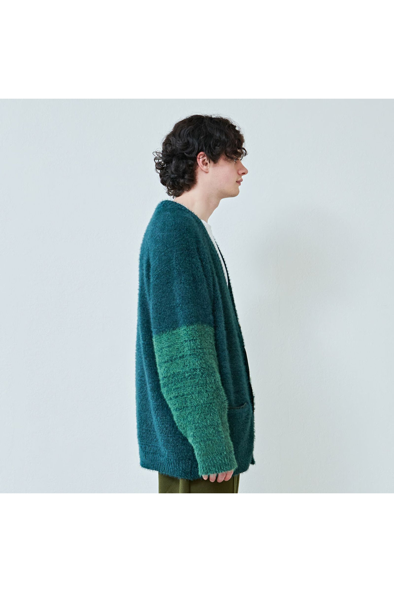 カーディガン : SHAGGY CARDIGAN "TOOCI" / シャギーカーディガン - グリーン