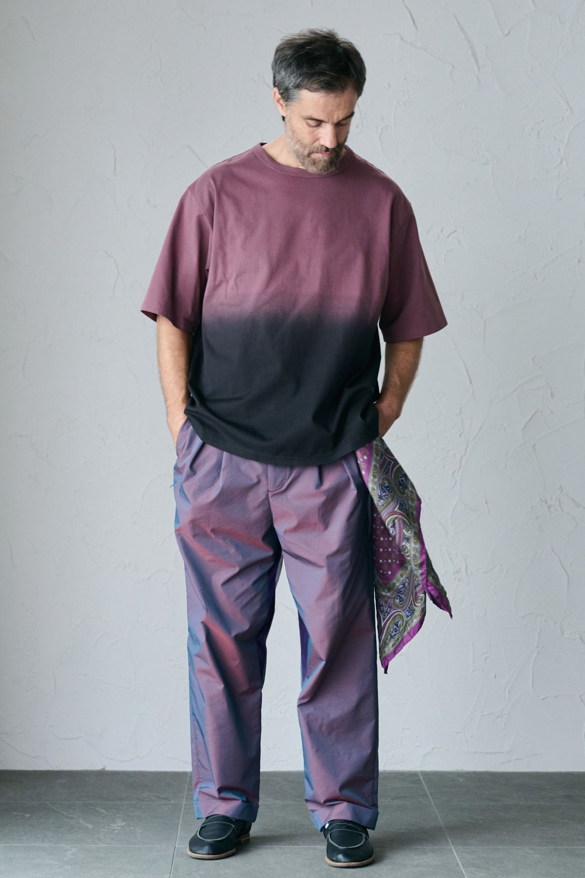 PABLO / STEP DYEING TOP グラデーション染めTシャツ - SMOKEPINK