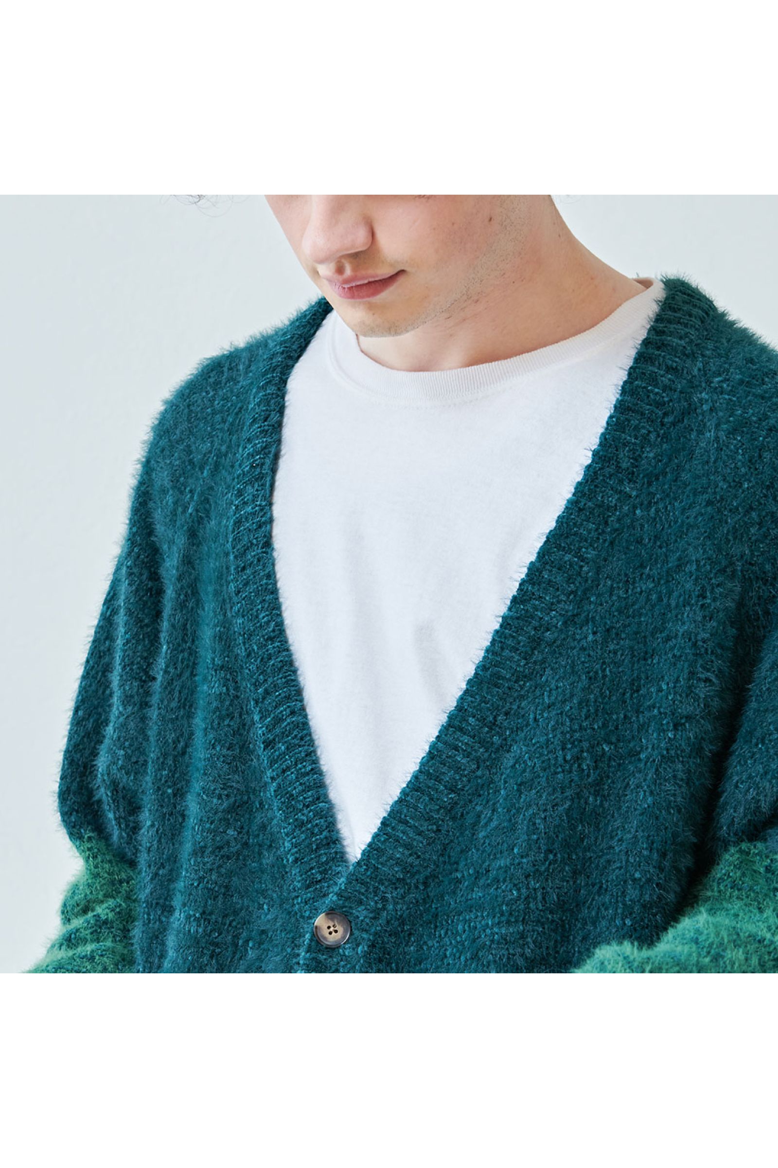 カーディガン : SHAGGY CARDIGAN "TOOCI" / シャギーカーディガン - グリーン