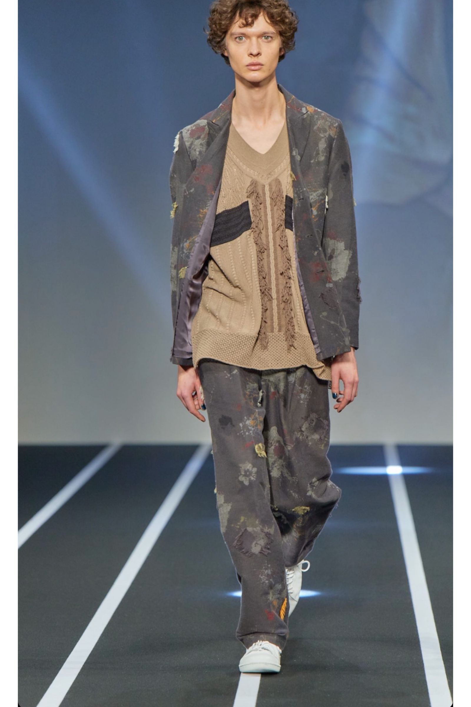 paint jacquard trousers - charcoal gray