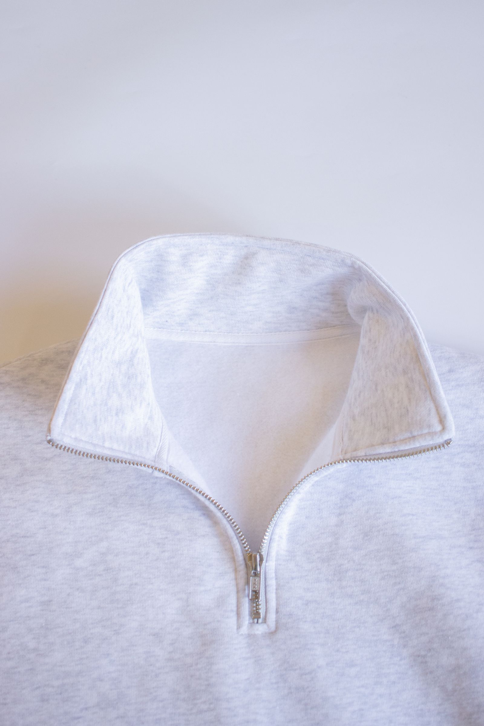 FAT Sleeve half-zip jacket / ファットスリーブハーフジップジャケット(裏起毛スウェット) - シャギーニットチャコール