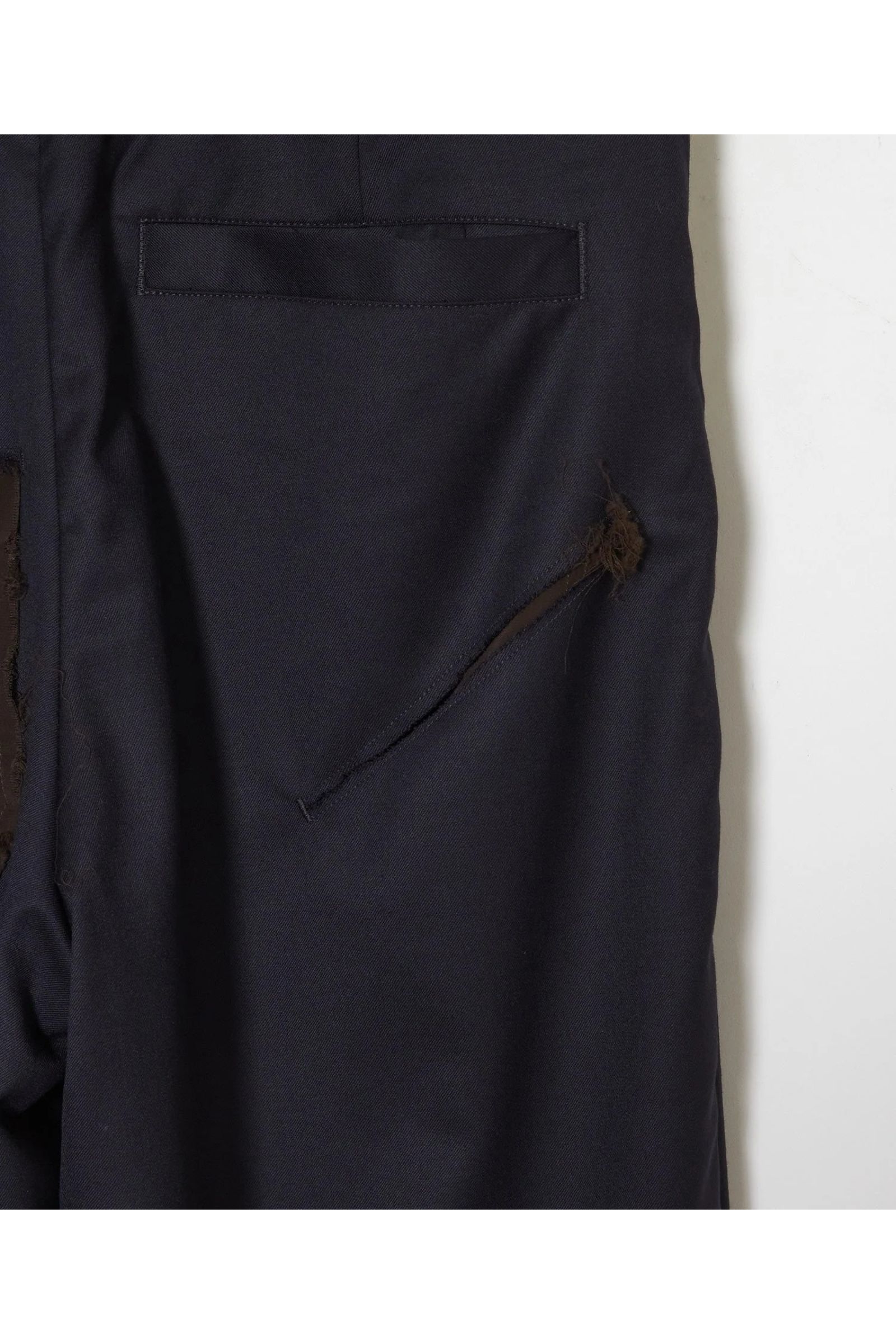 Frayed wool slacks / フレイド ウール スラックス - NAVY