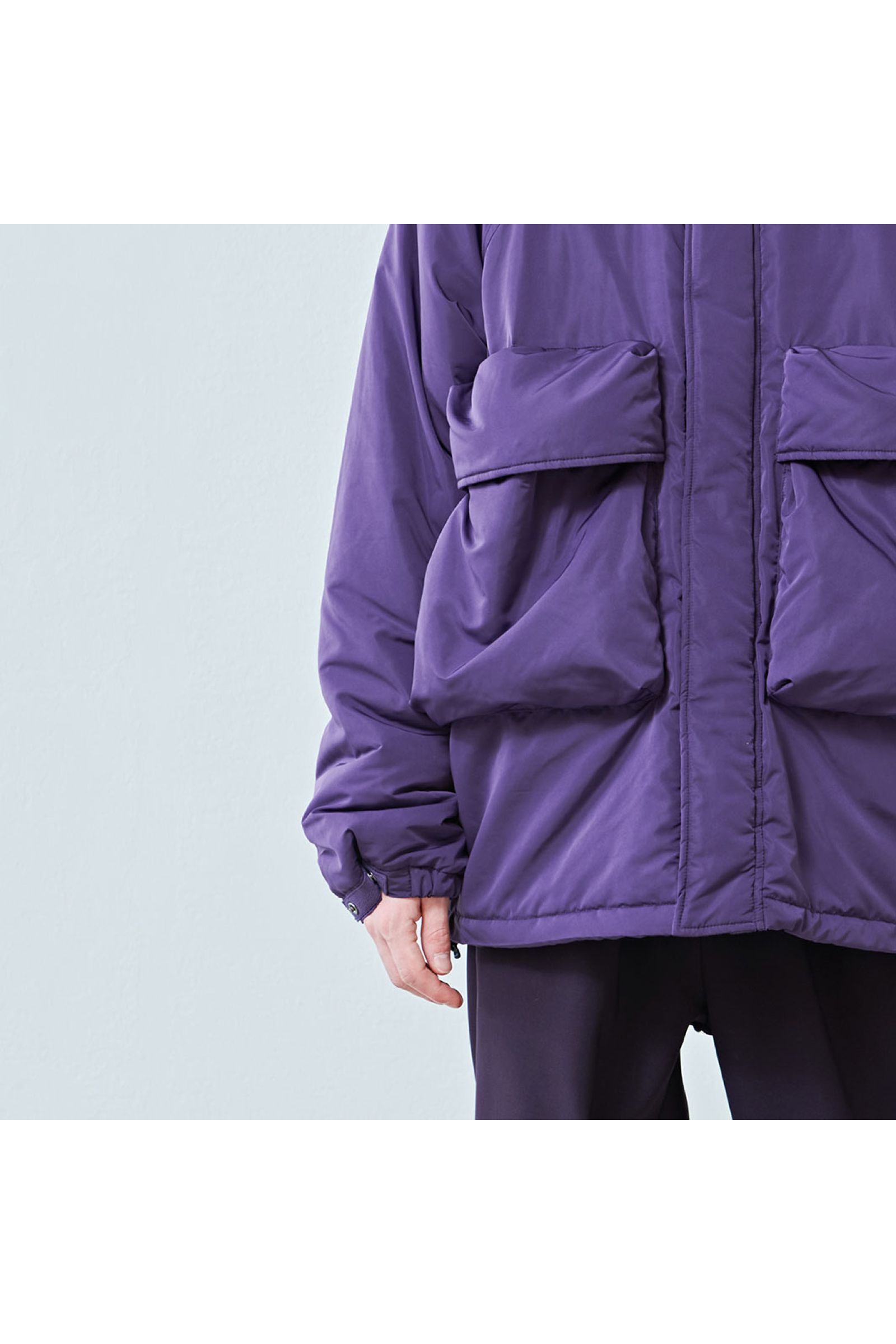 中綿ジャケット  : BIG POCKET HOODED PUFF JACKET "HYATT PUFF" / ビッグポケットフーデッドパフジャケット - パープル