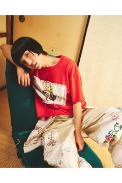 HELL OF A LIFE-TEE / ヘル オブ ア ライフ Tシャツ : 刺繍デザインTシャツ - RED