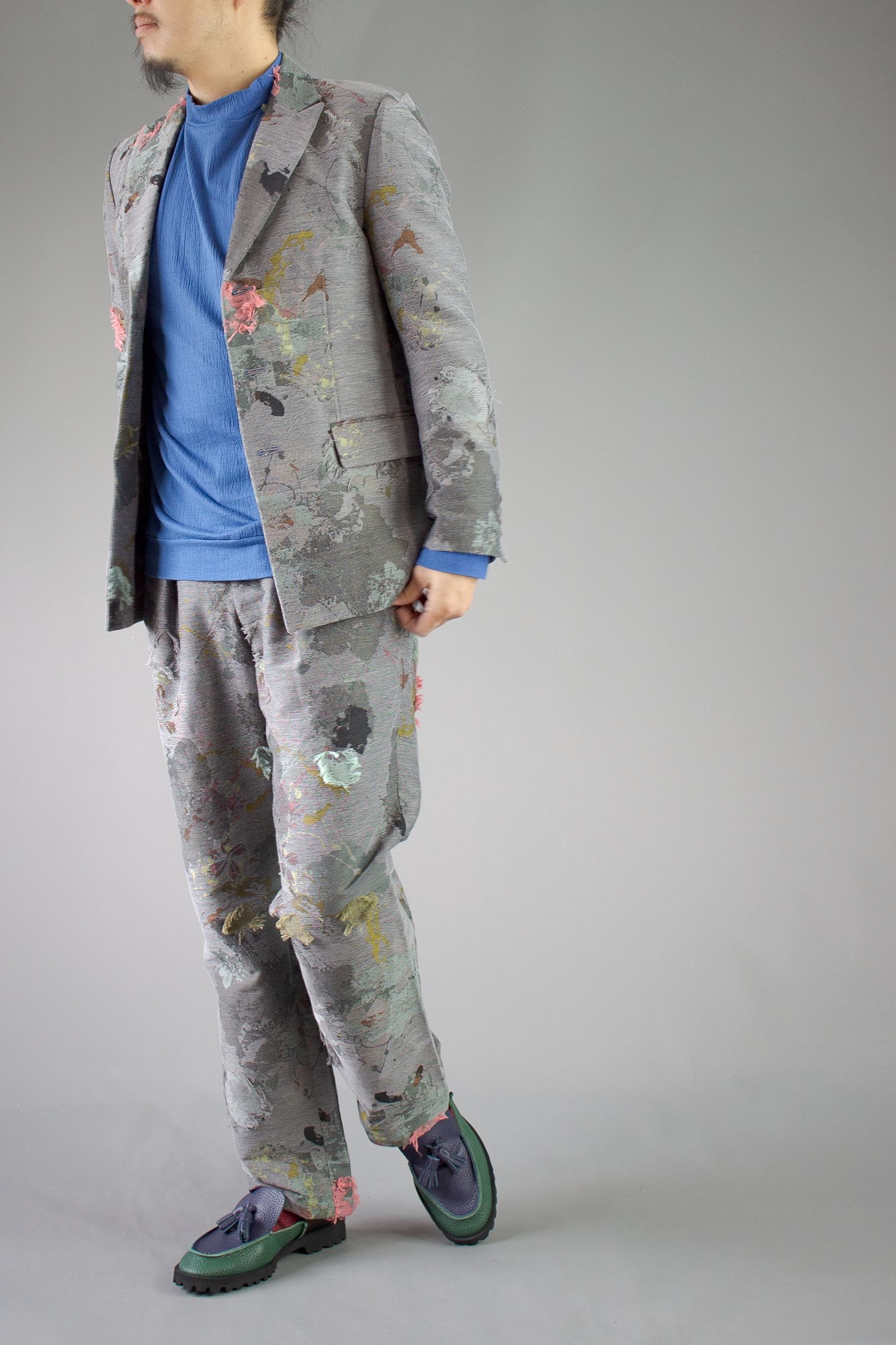 paint jacquard trousers - gray