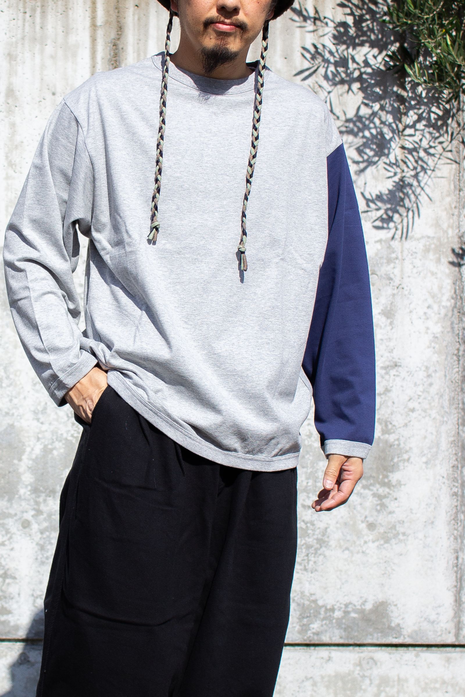 BI COLOR SLEEVE TOP / バイカラースリーブトップ "NAGEL" - GRAY