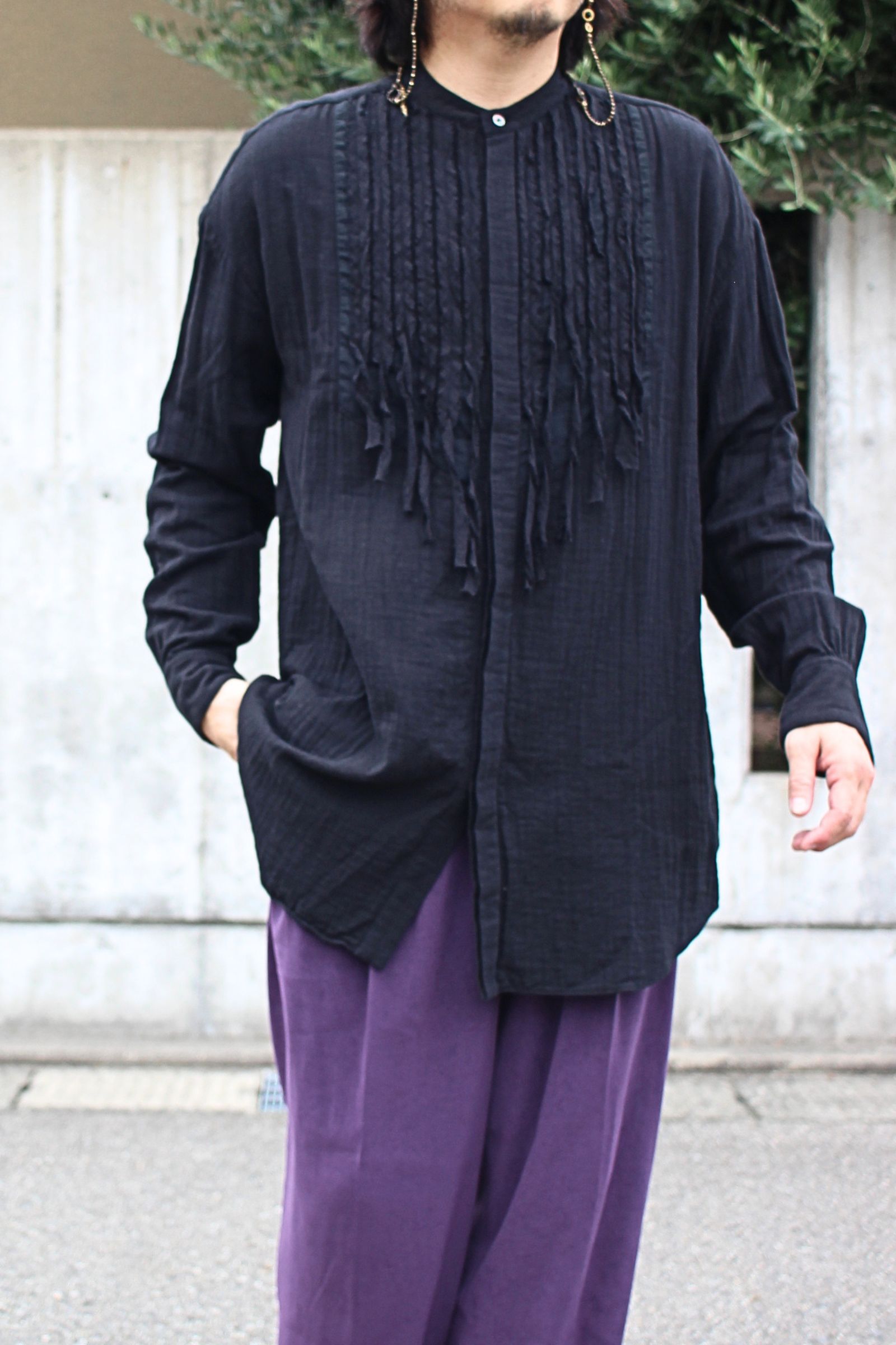 Gauze dress shirt / ガーゼドレスシャツ - BLACK