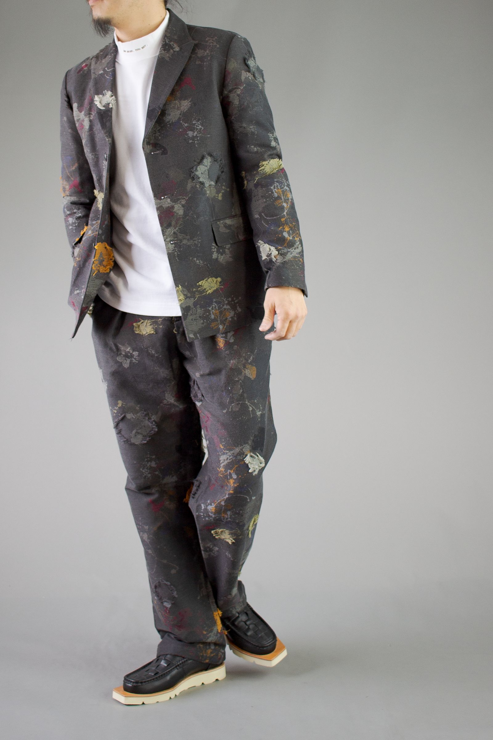 paint jacquard trousers - charcoal gray
