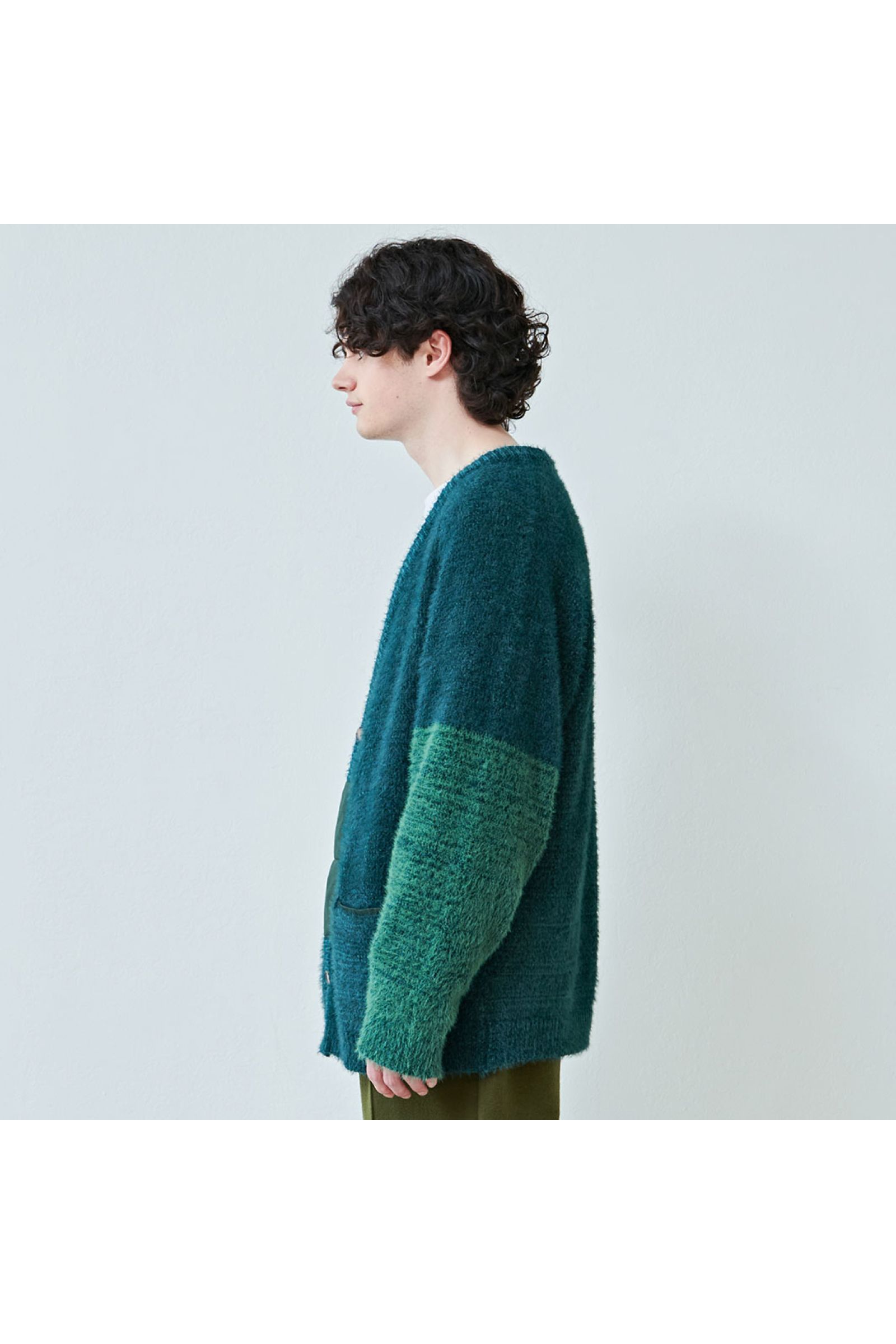 カーディガン : SHAGGY CARDIGAN "TOOCI" / シャギーカーディガン - グリーン