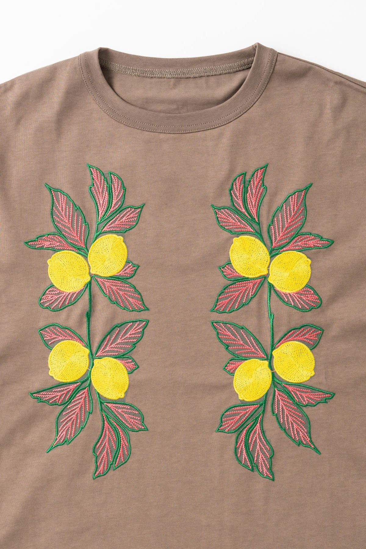 MEGURU / NEEDLE PATCH TOP 刺繍Tシャツ - GRAYGE