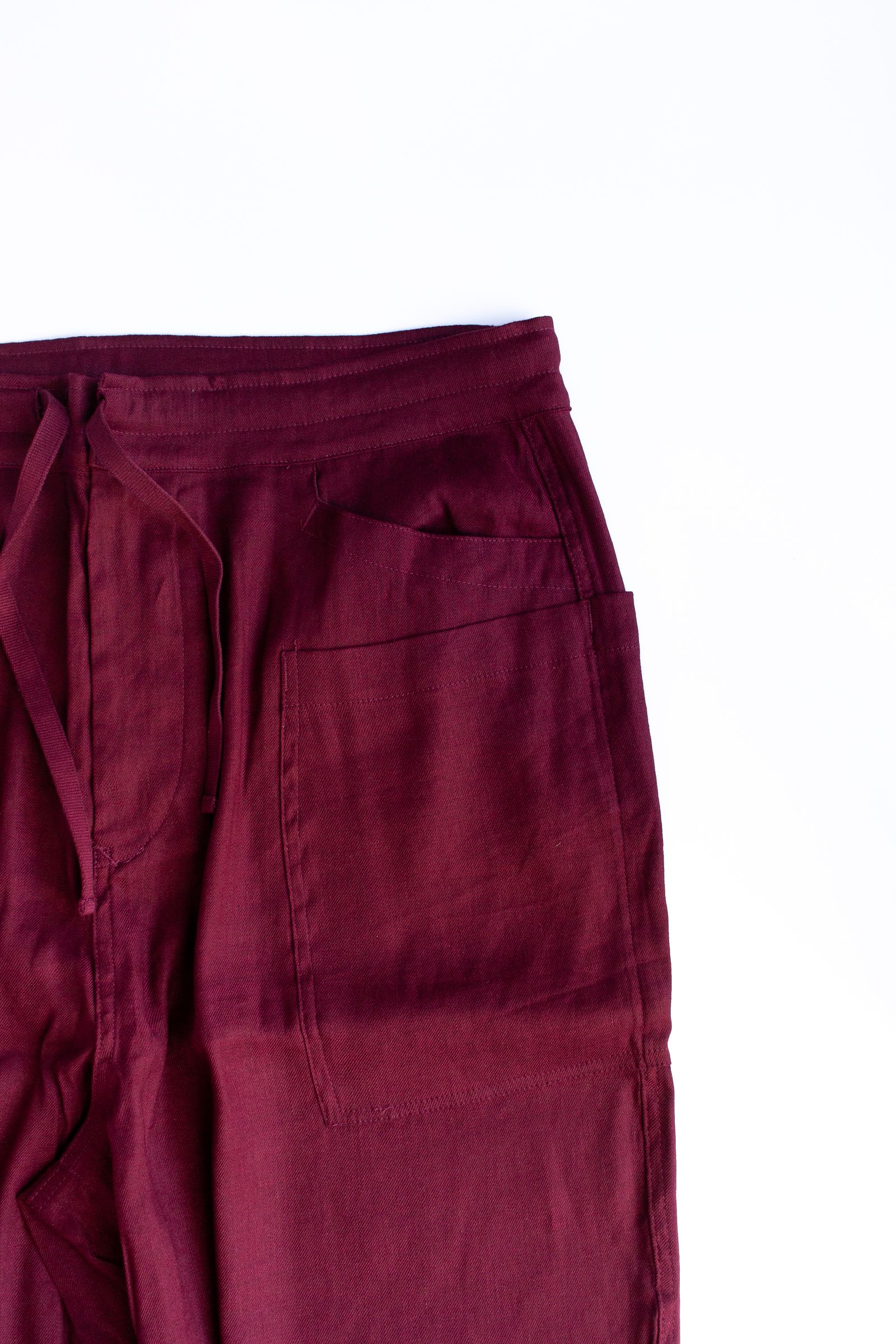 リラックスパンツ : LINEN・RAYON TAPERED TROUSER / リネン・レーヨンテーパードトラウザー"PATICA" - ボルドー
