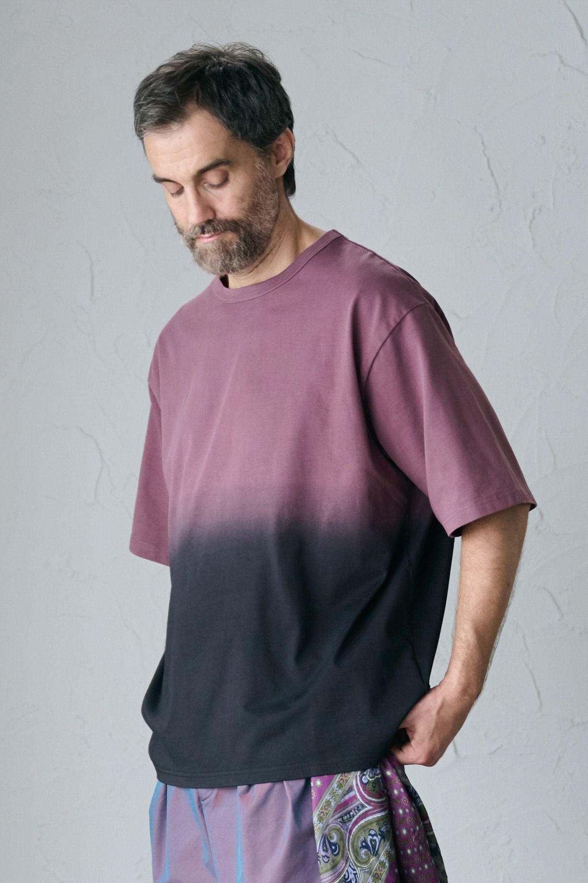 PABLO / STEP DYEING TOP グラデーション染めTシャツ - SMOKEPINK