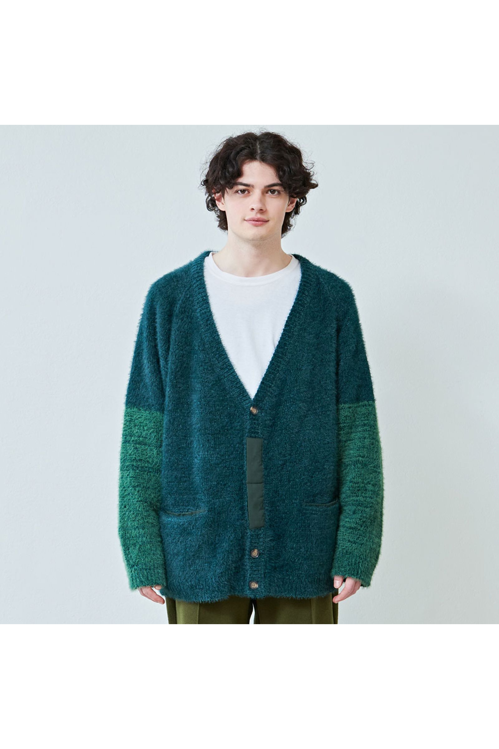 カーディガン : SHAGGY CARDIGAN "TOOCI" / シャギーカーディガン - グリーン