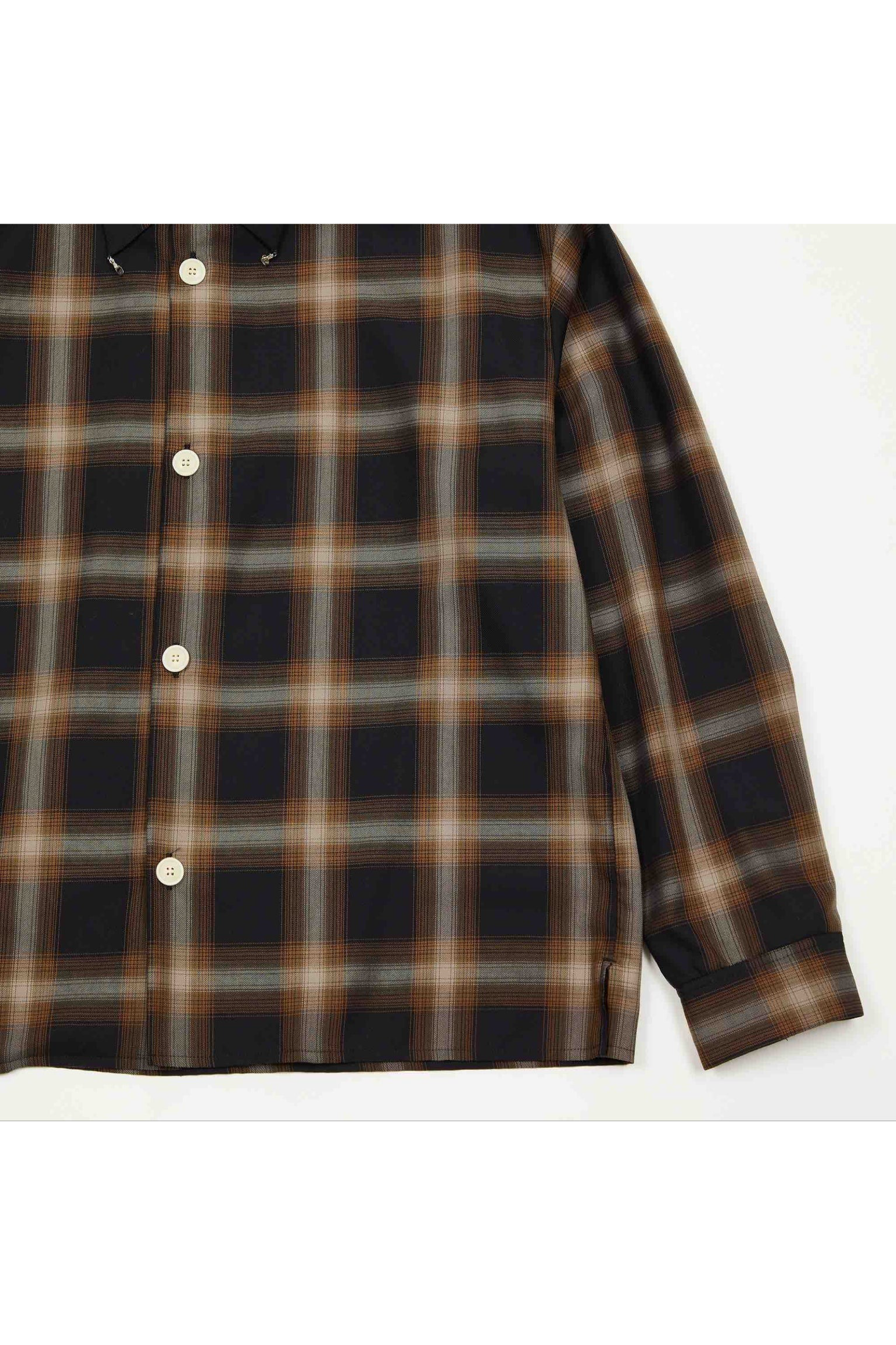 Ombre check SH shirt / オンブレチェックシャツ - BLAK