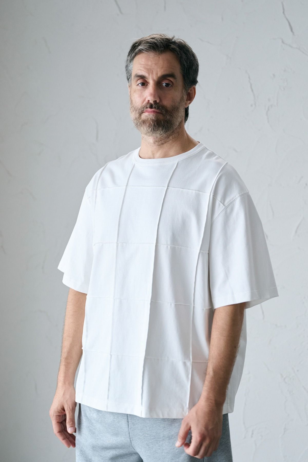 VINCENT / BLOCK STITCH TOP コットンジャージーTシャツ - OFFWHITE