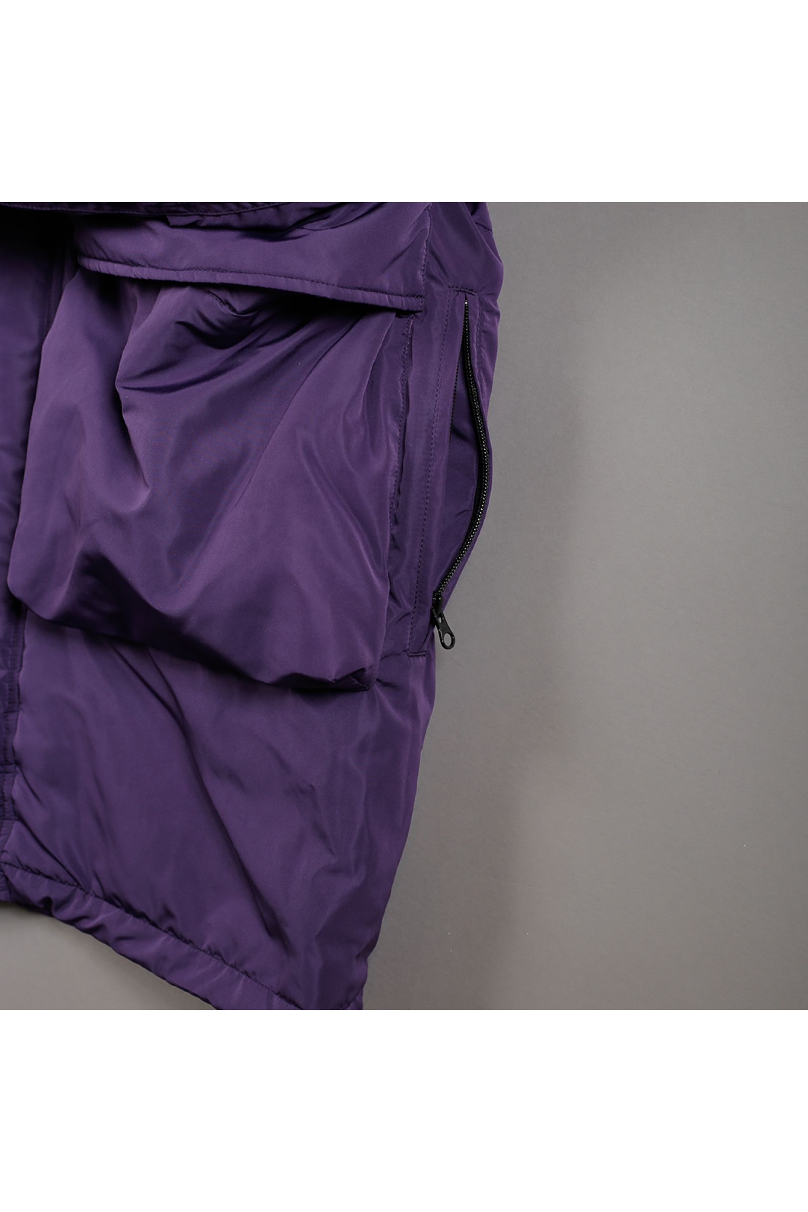 中綿ジャケット  : BIG POCKET HOODED PUFF JACKET "HYATT PUFF" / ビッグポケットフーデッドパフジャケット - パープル