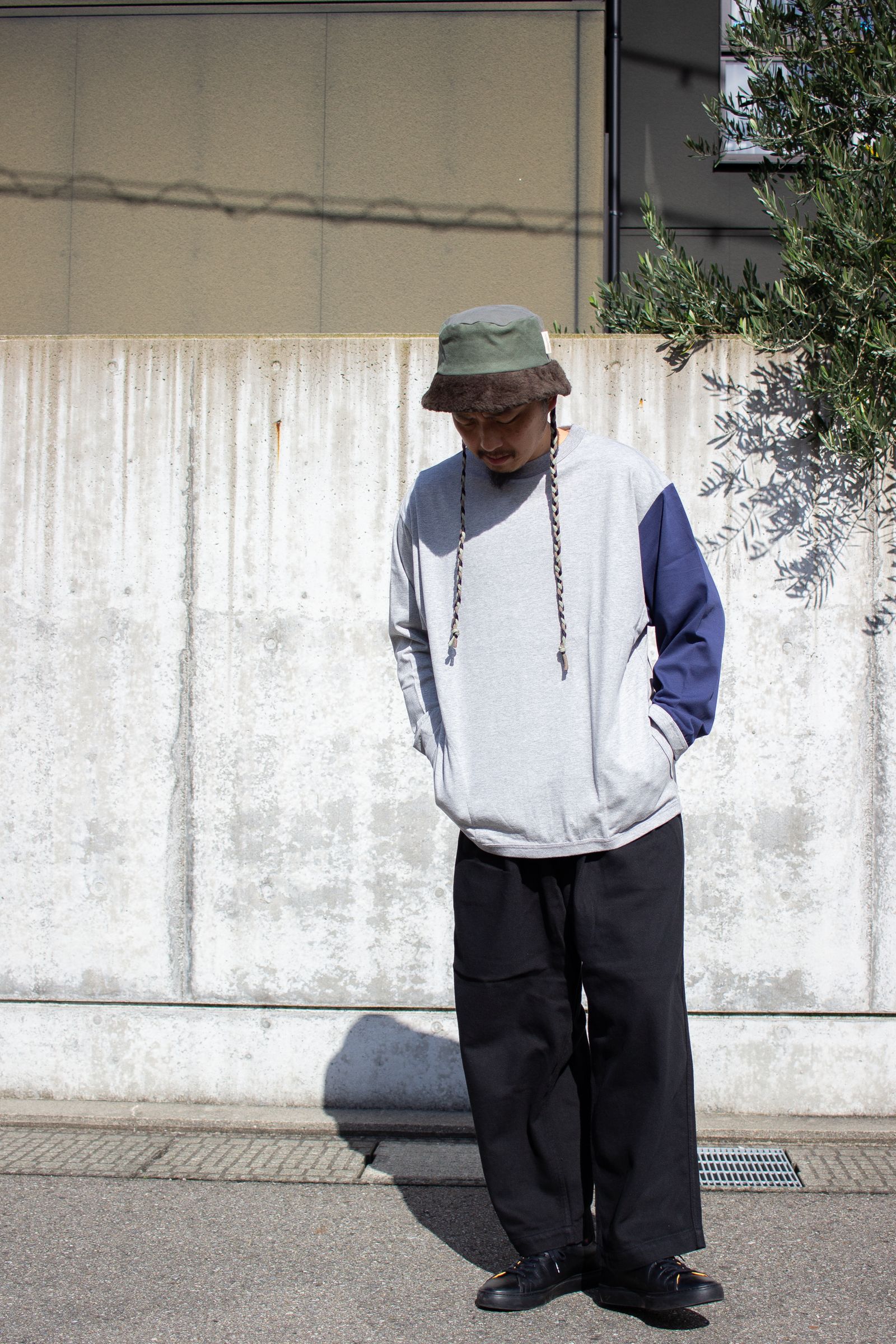 BI COLOR SLEEVE TOP / バイカラースリーブトップ "NAGEL" - GRAY