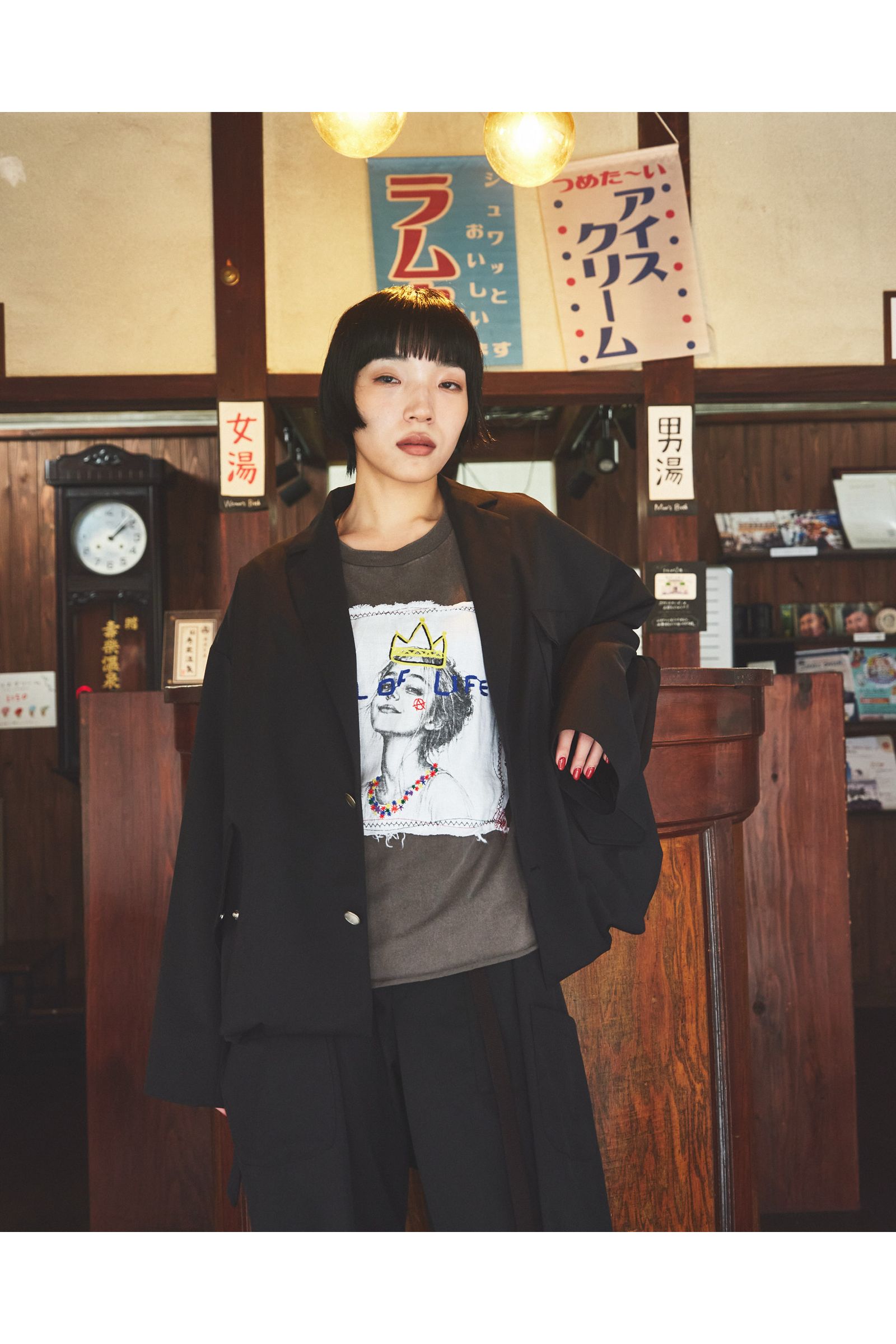 HELL OF A LIFE-TEE / ヘル オブ ア ライフ Tシャツ : 刺繍デザインTシャツ - GRAY