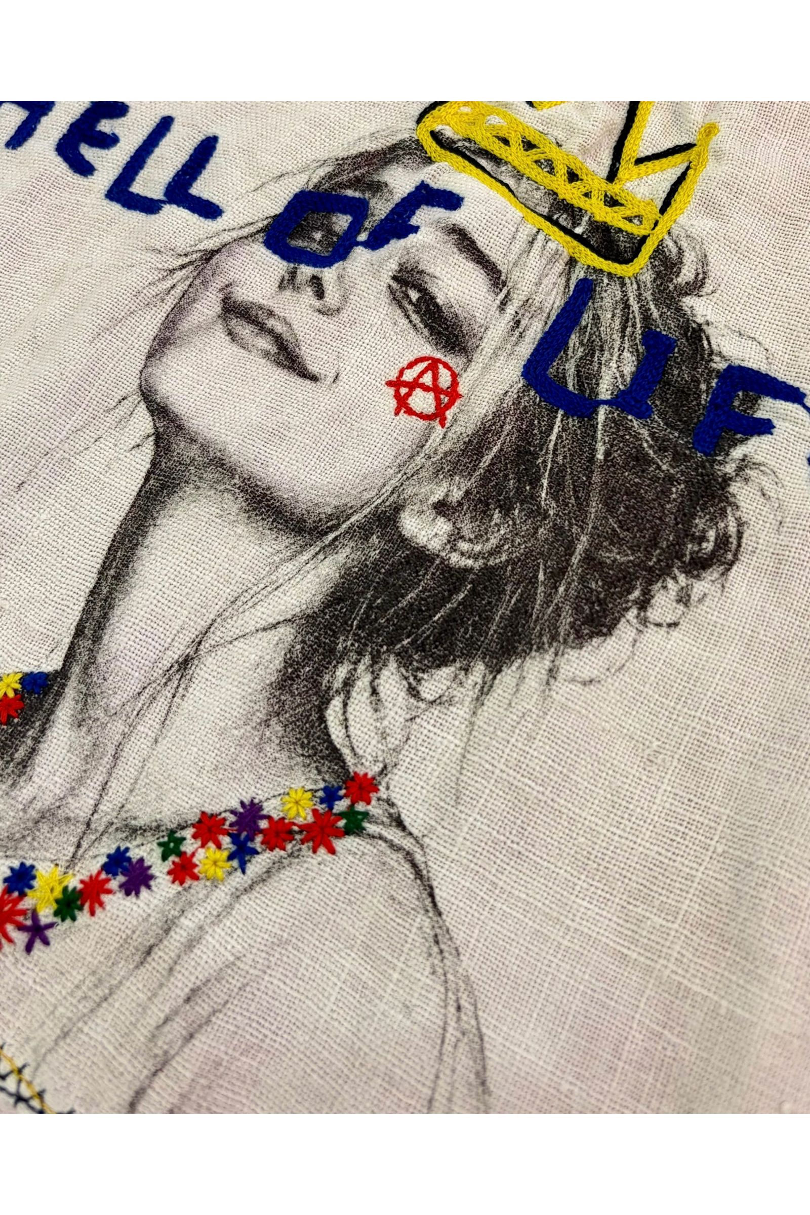 HELL OF A LIFE-TEE / ヘル オブ ア ライフ Tシャツ : 刺繍デザインTシャツ - BLACK