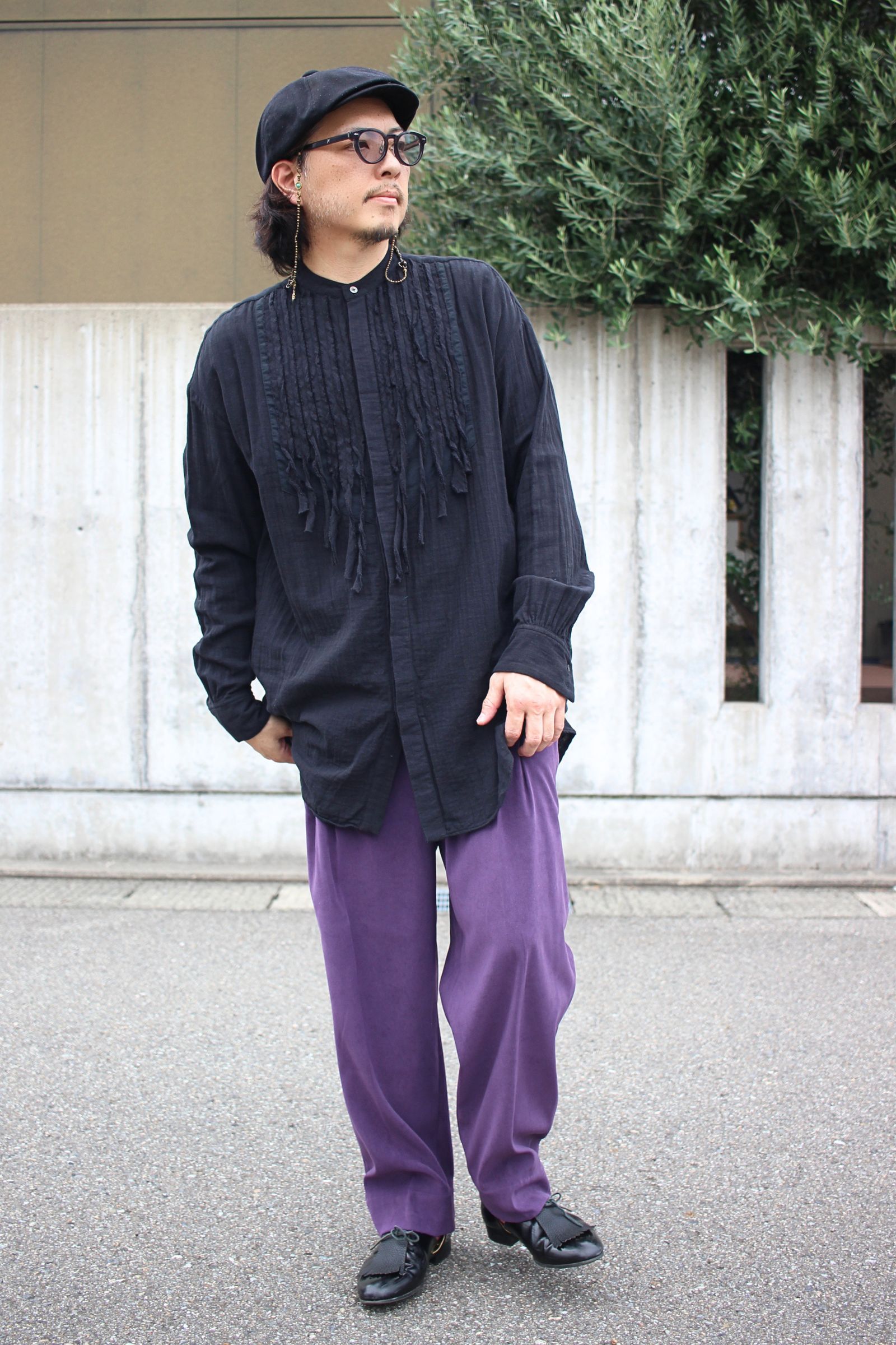 Gauze dress shirt / ガーゼドレスシャツ - BLACK