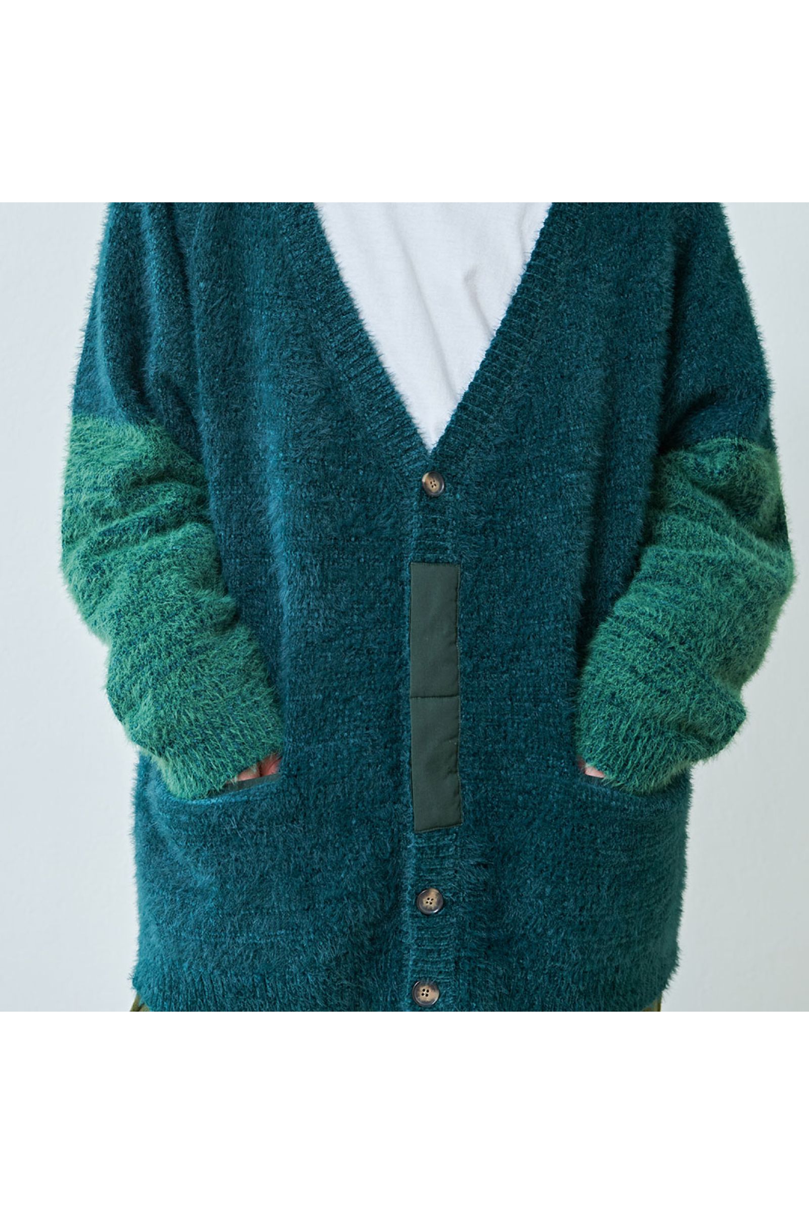 カーディガン : SHAGGY CARDIGAN "TOOCI" / シャギーカーディガン - グリーン