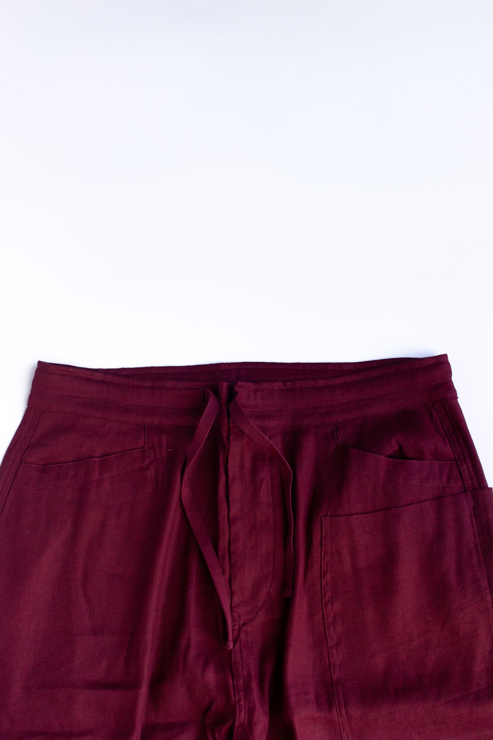 リラックスパンツ : LINEN・RAYON TAPERED TROUSER / リネン・レーヨンテーパードトラウザー"PATICA" - ボルドー