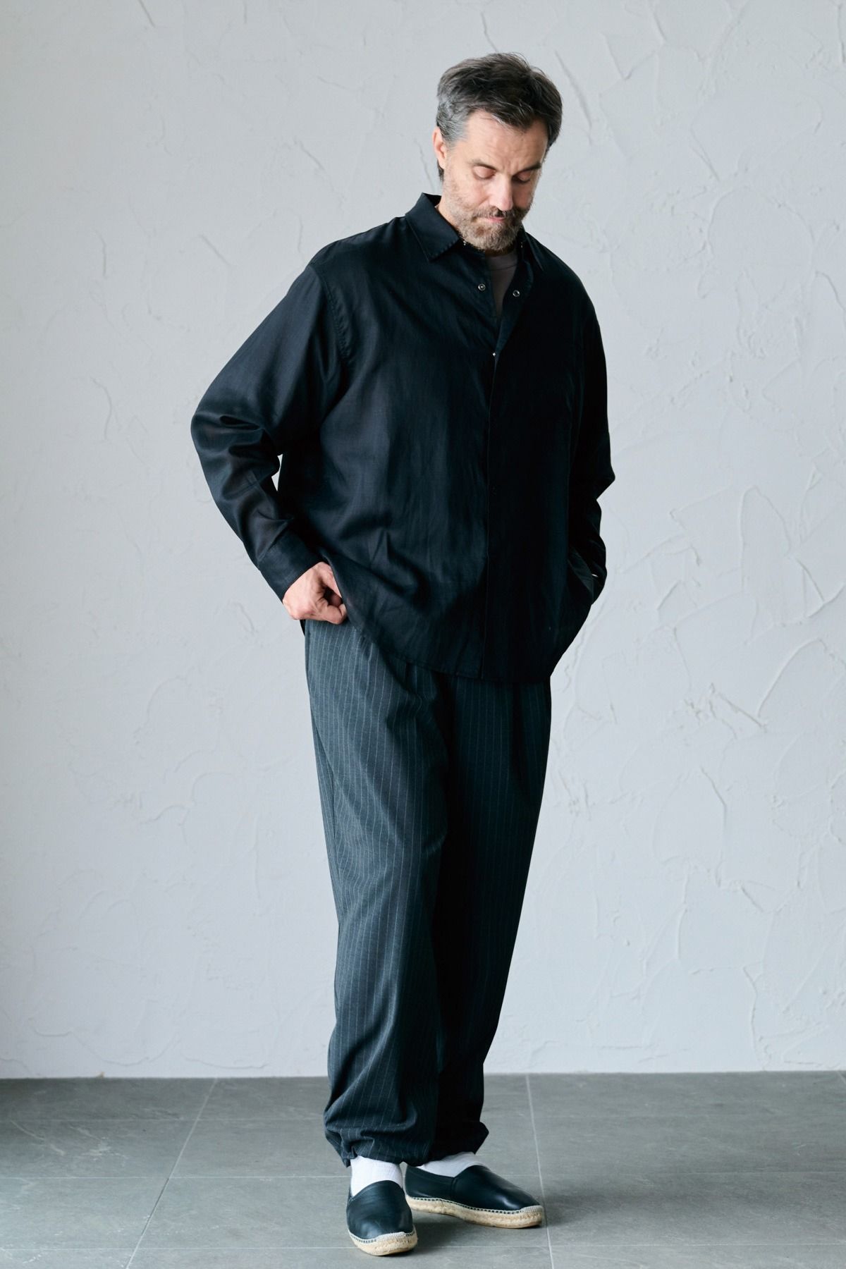 FRIESZ / LINEN LS SHIRT リネン長袖シャツ - BLACK