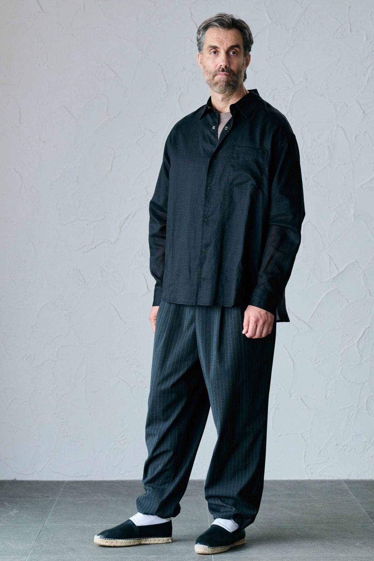 FRIESZ / LINEN LS SHIRT リネン長袖シャツ - BLACK
