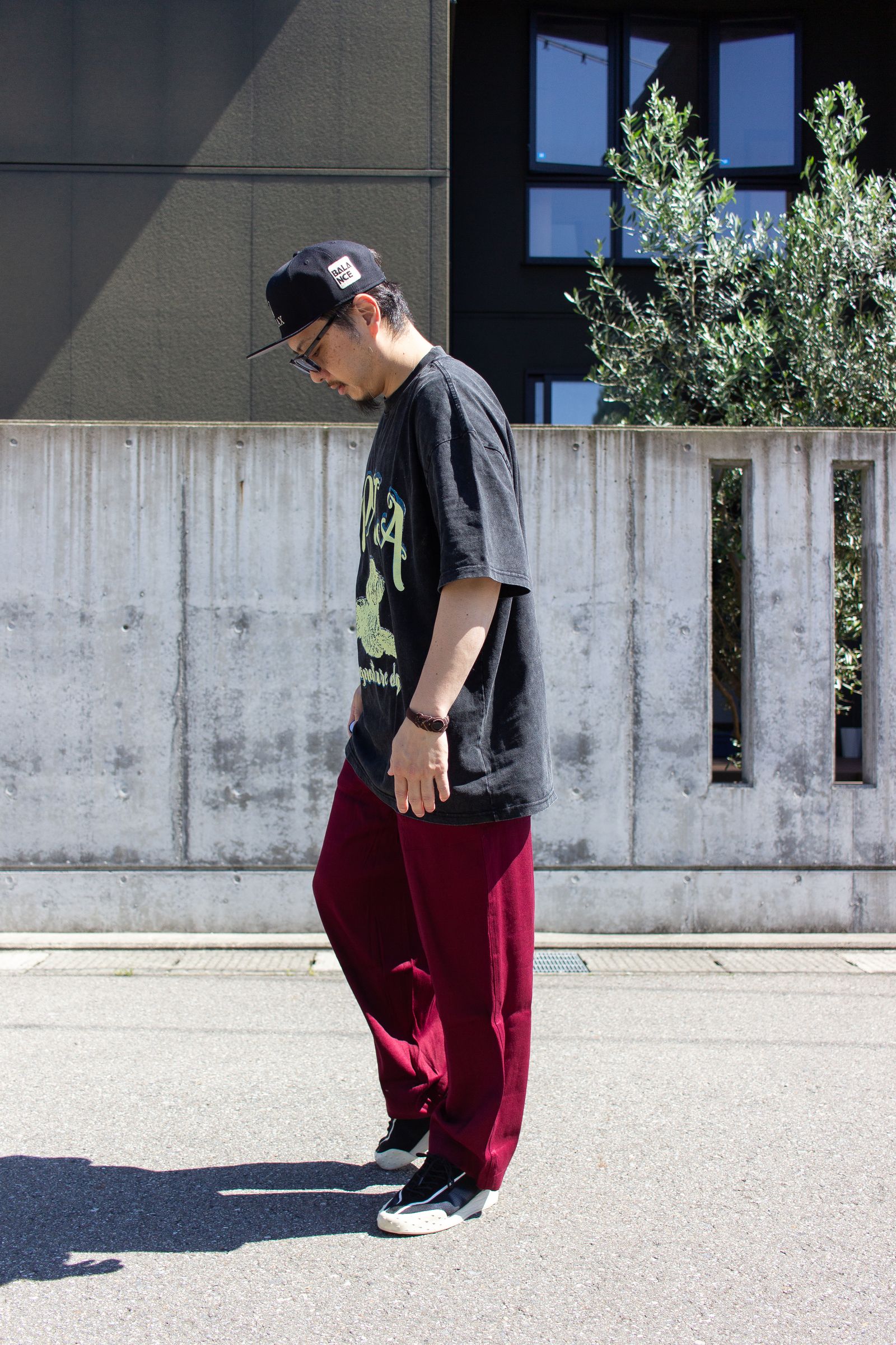 リラックスパンツ : LINEN・RAYON TAPERED TROUSER / リネン・レーヨンテーパードトラウザー"PATICA" - ボルドー