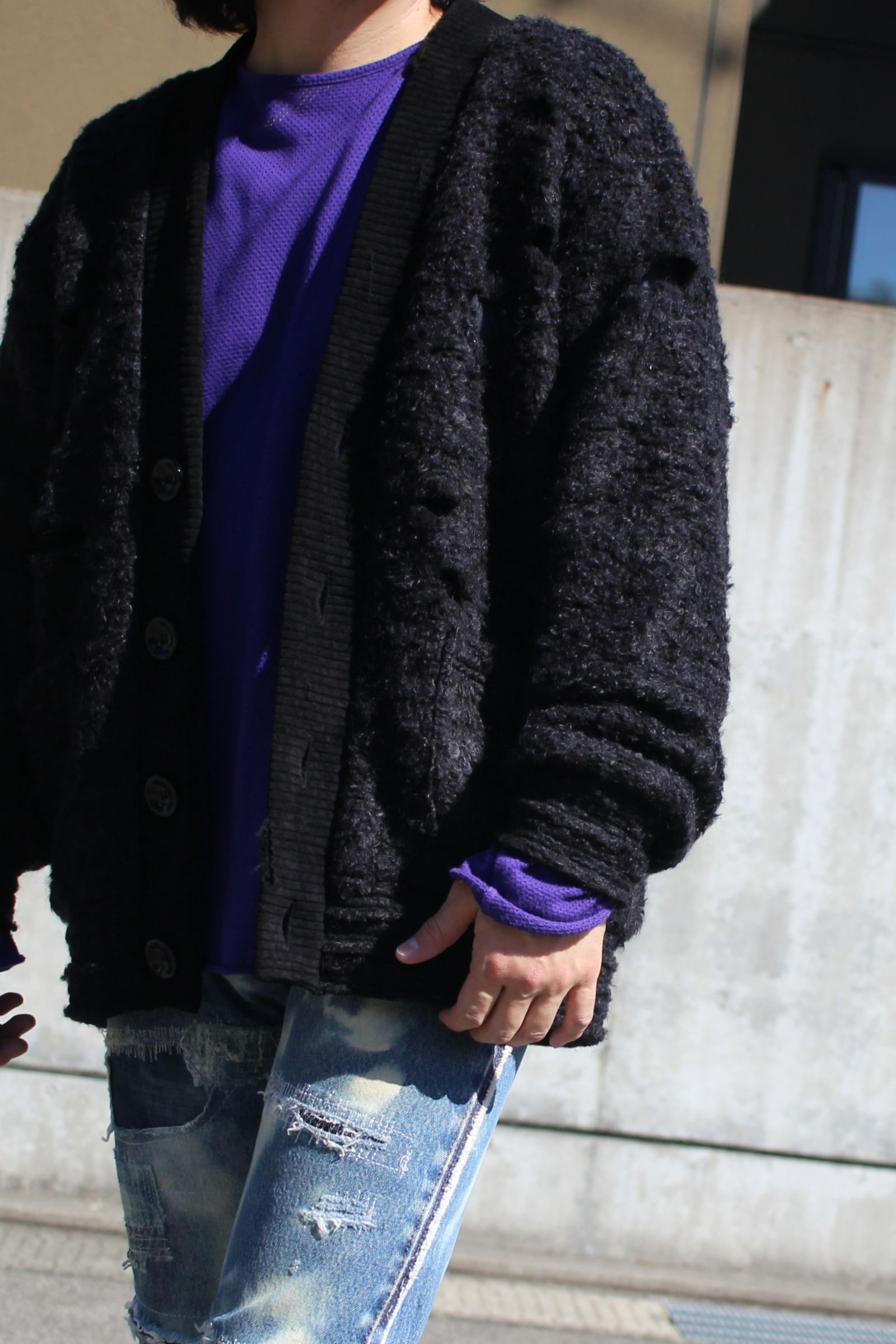 Loop tweed cardigan / ループツイードカーディガン - BLACK