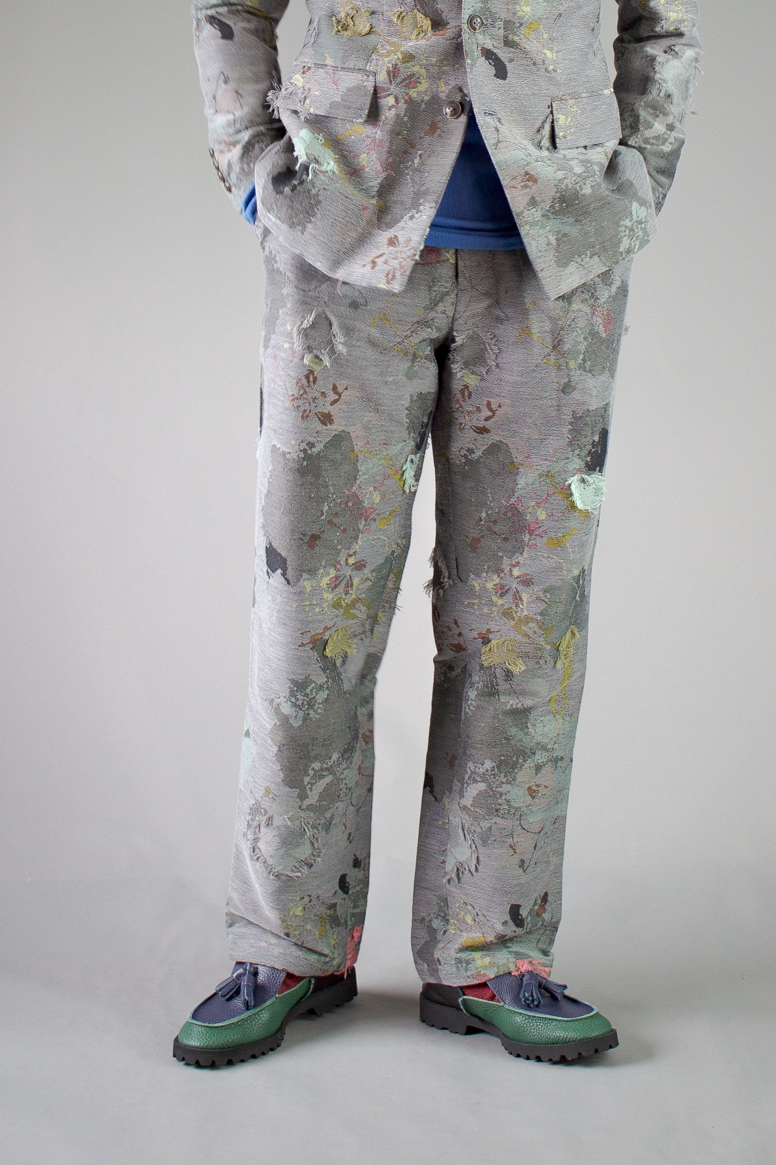 paint jacquard trousers - gray