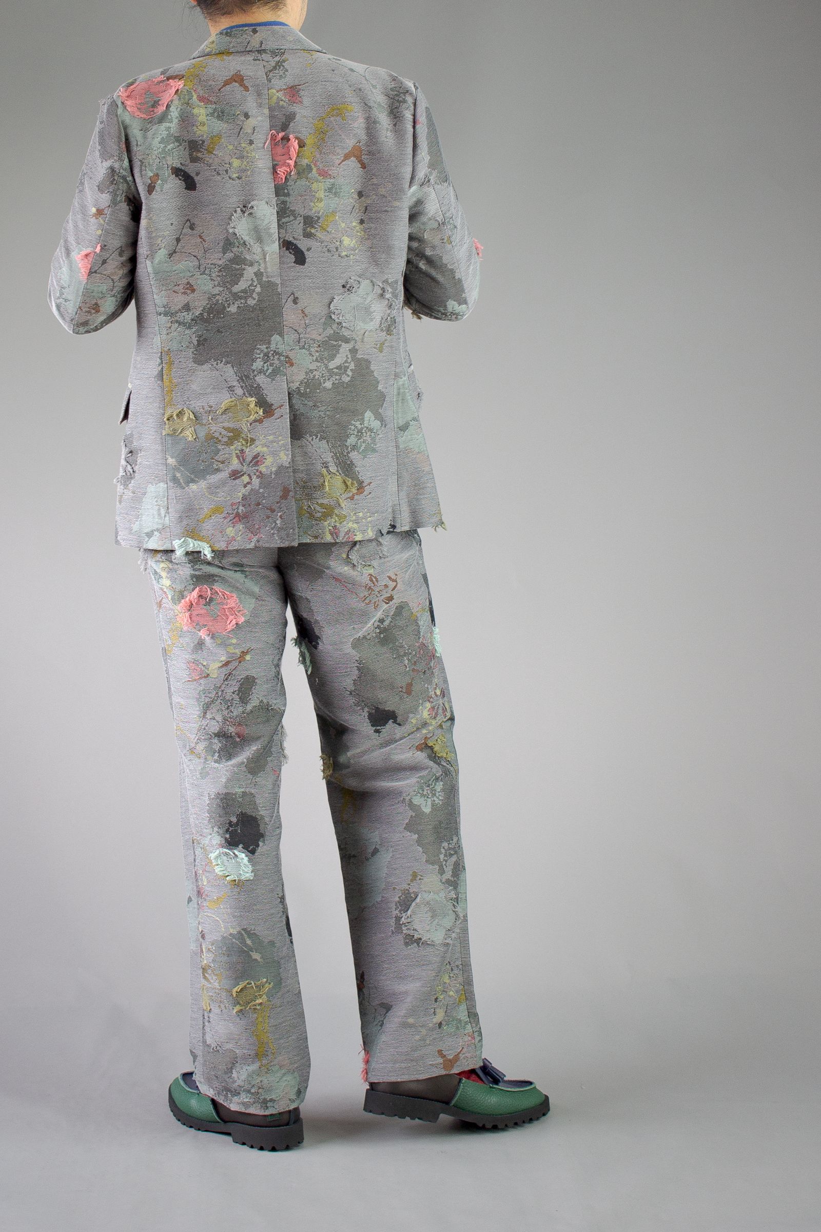 paint jacquard trousers - gray