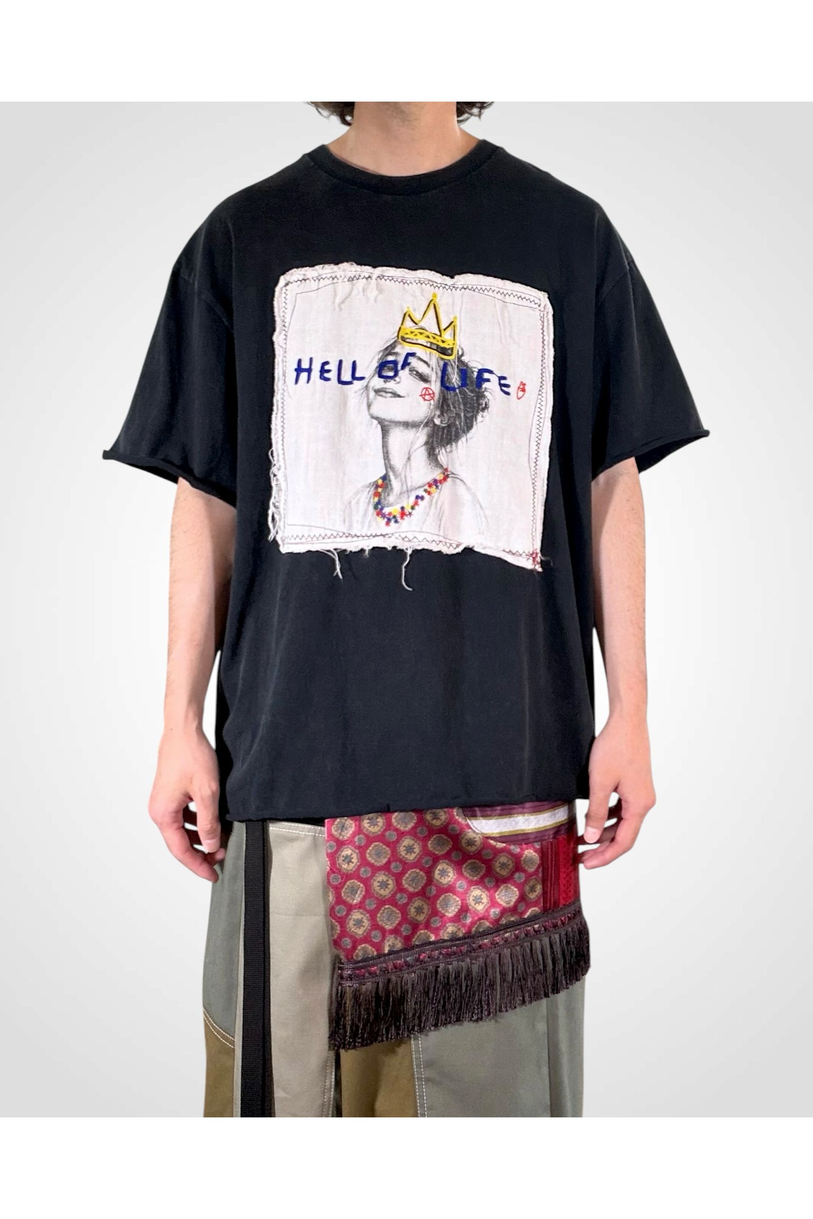 HELL OF A LIFE-TEE / ヘル オブ ア ライフ Tシャツ : 刺繍デザインTシャツ - BLACK