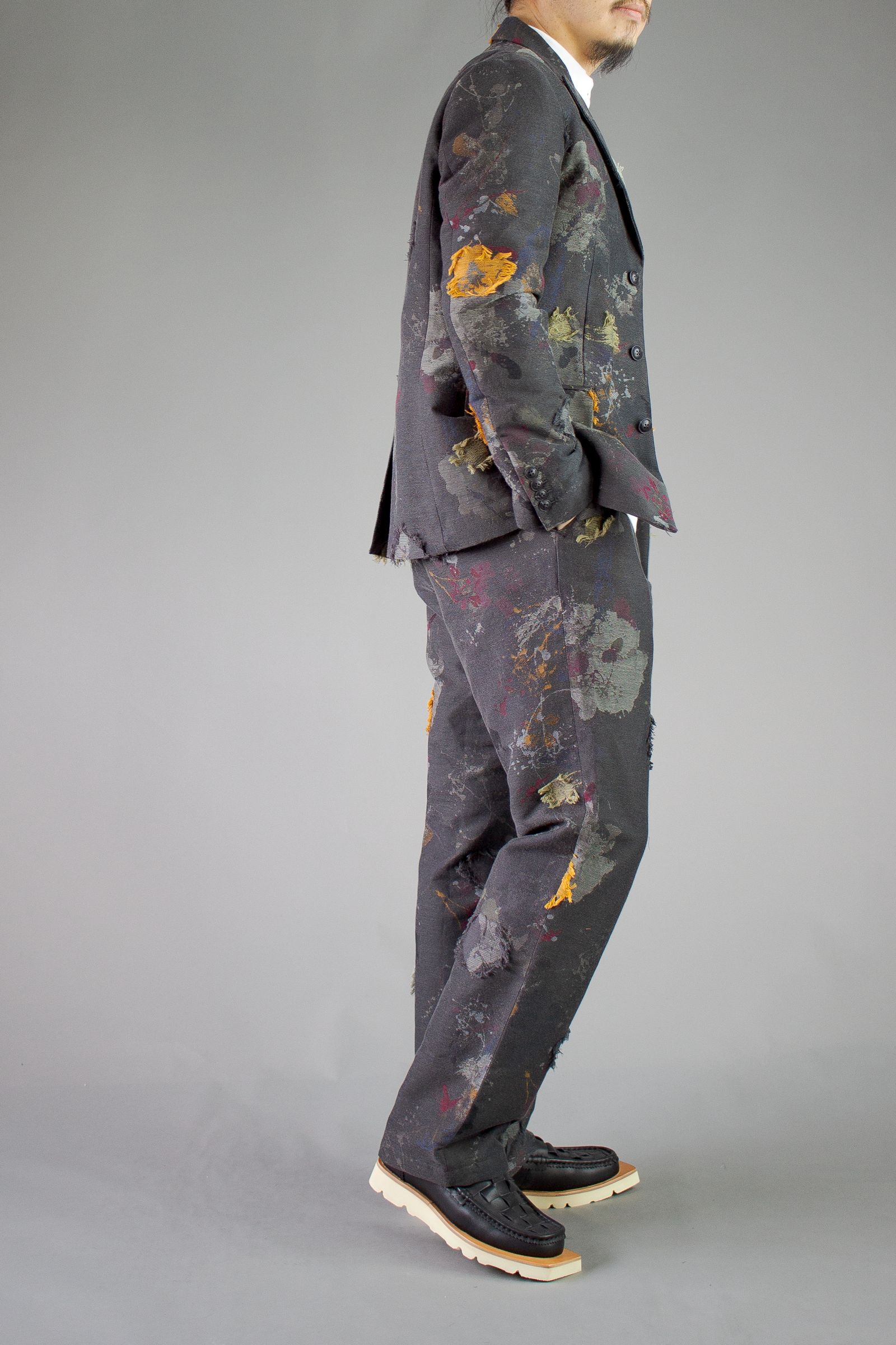 paint jacquard trousers - charcoal gray