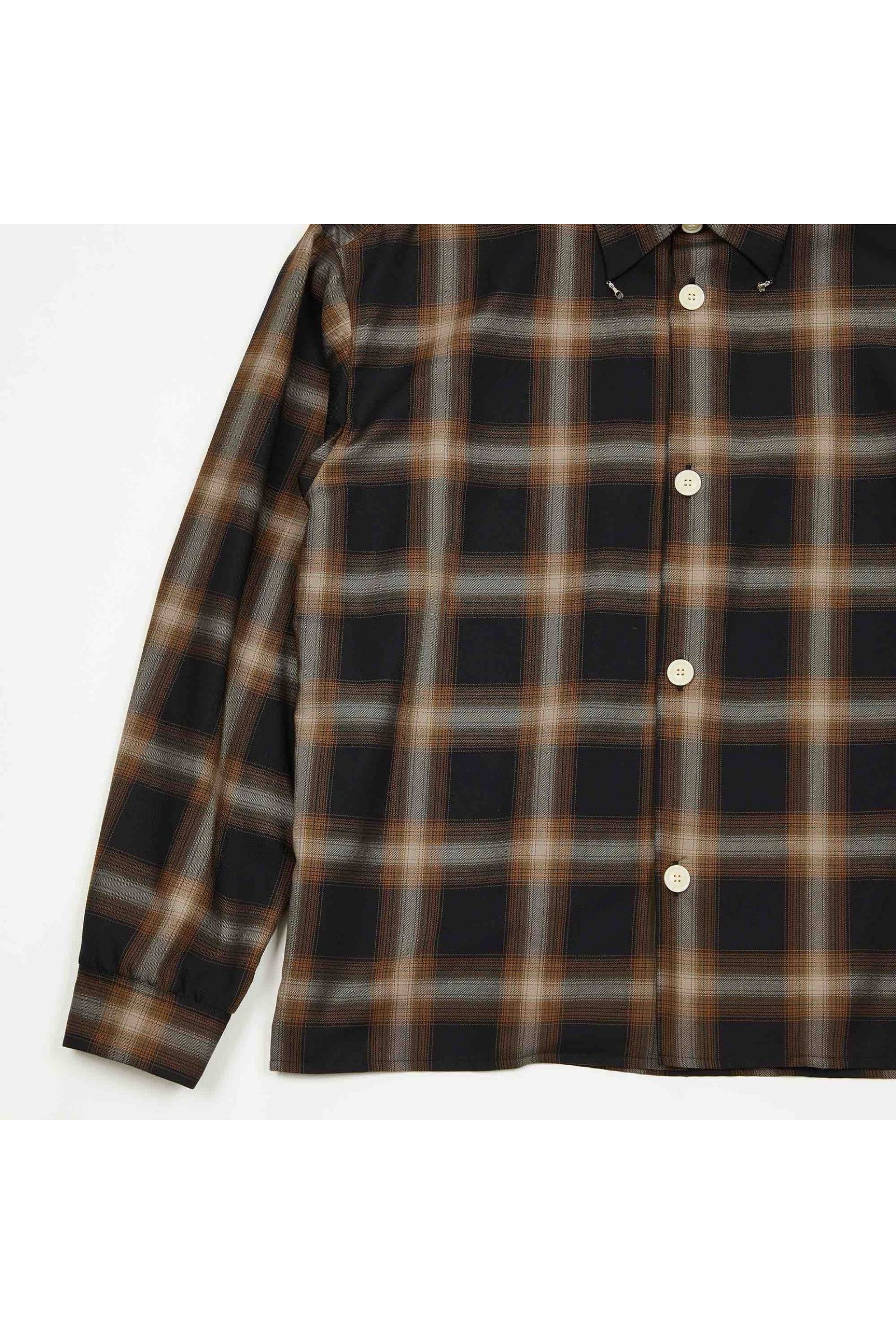 Ombre check SH shirt / オンブレチェックシャツ - BLAK