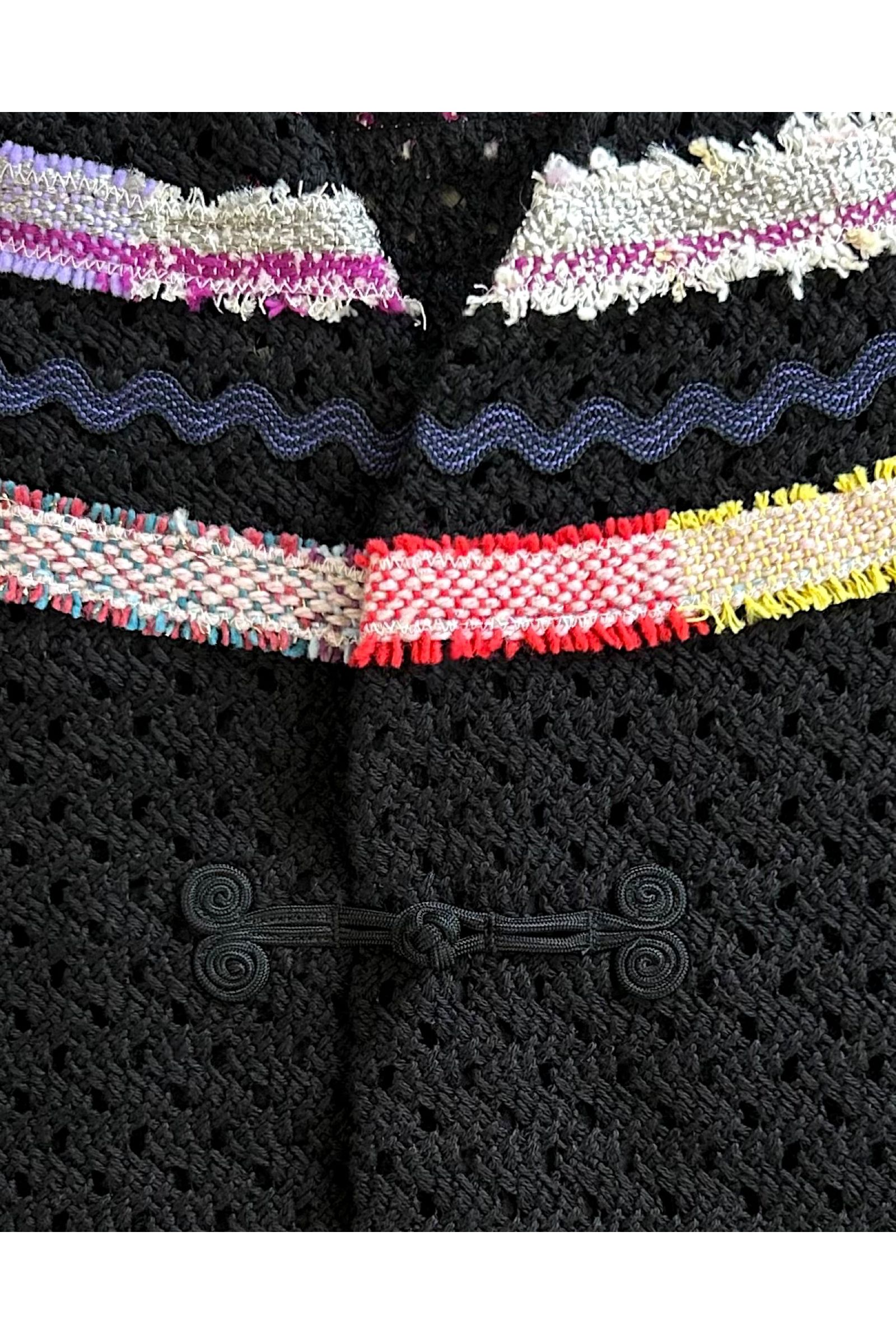 WOVEN-CARDIGAN / ウーブンカーディガン : メッシュカーディガン - BLACK