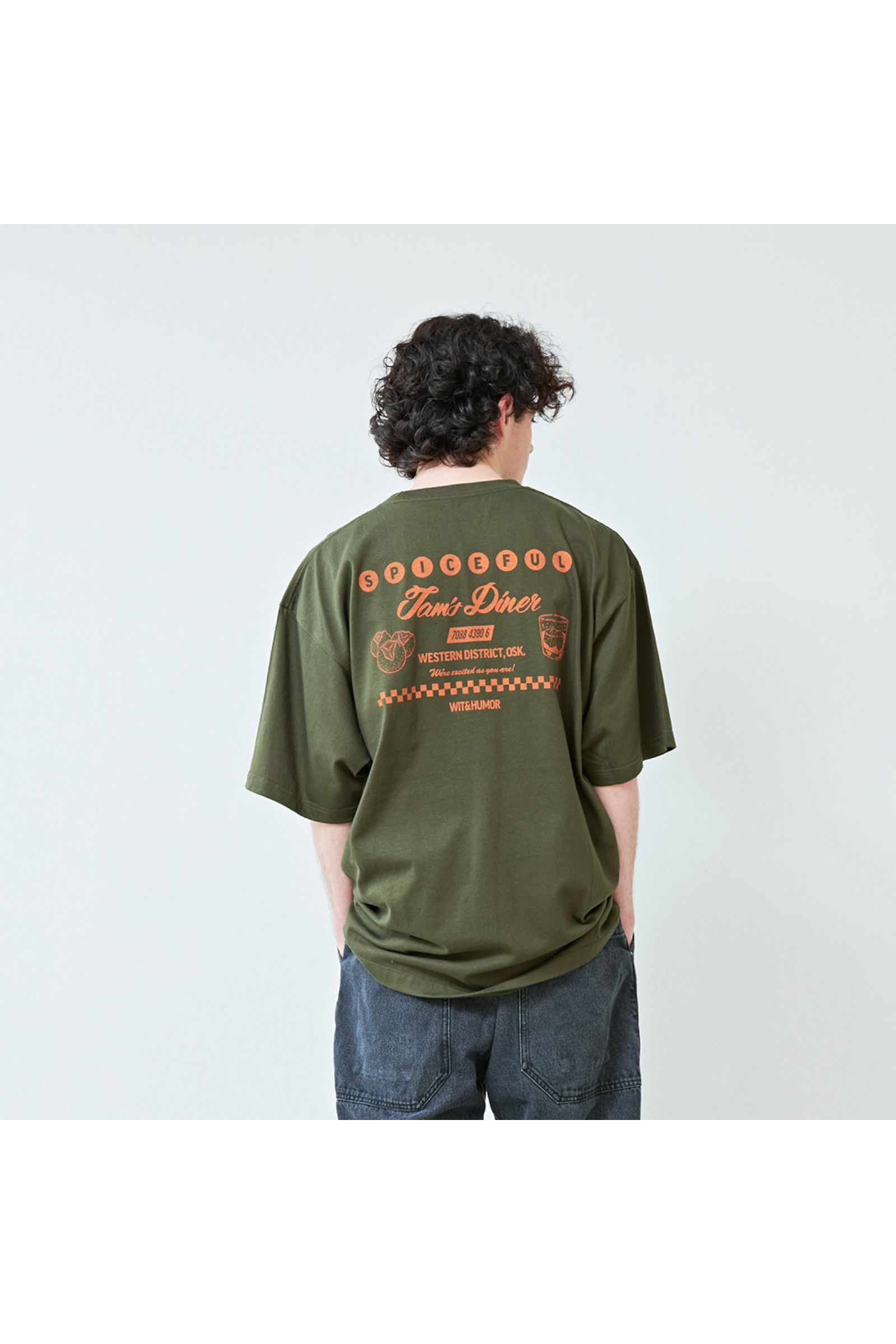 Tシャツ: GRAPHIC SCREEN TEE "DOUGHNUTS" / グラフィックスクリーンTEE - オリーブ