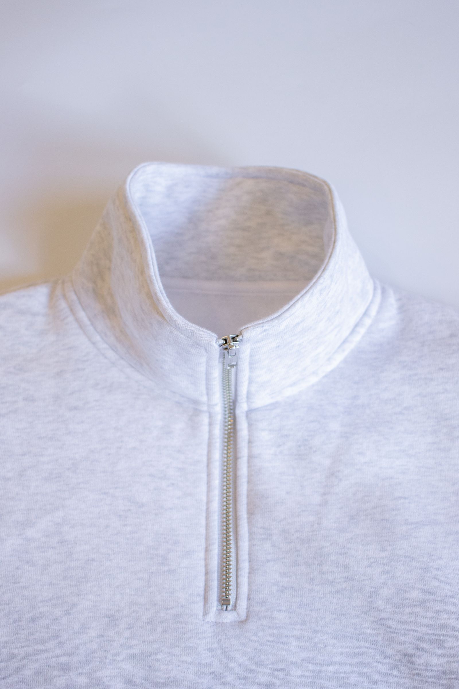 FAT Sleeve half-zip jacket / ファットスリーブハーフジップジャケット(裏起毛スウェット) - シャギーニットチャコール