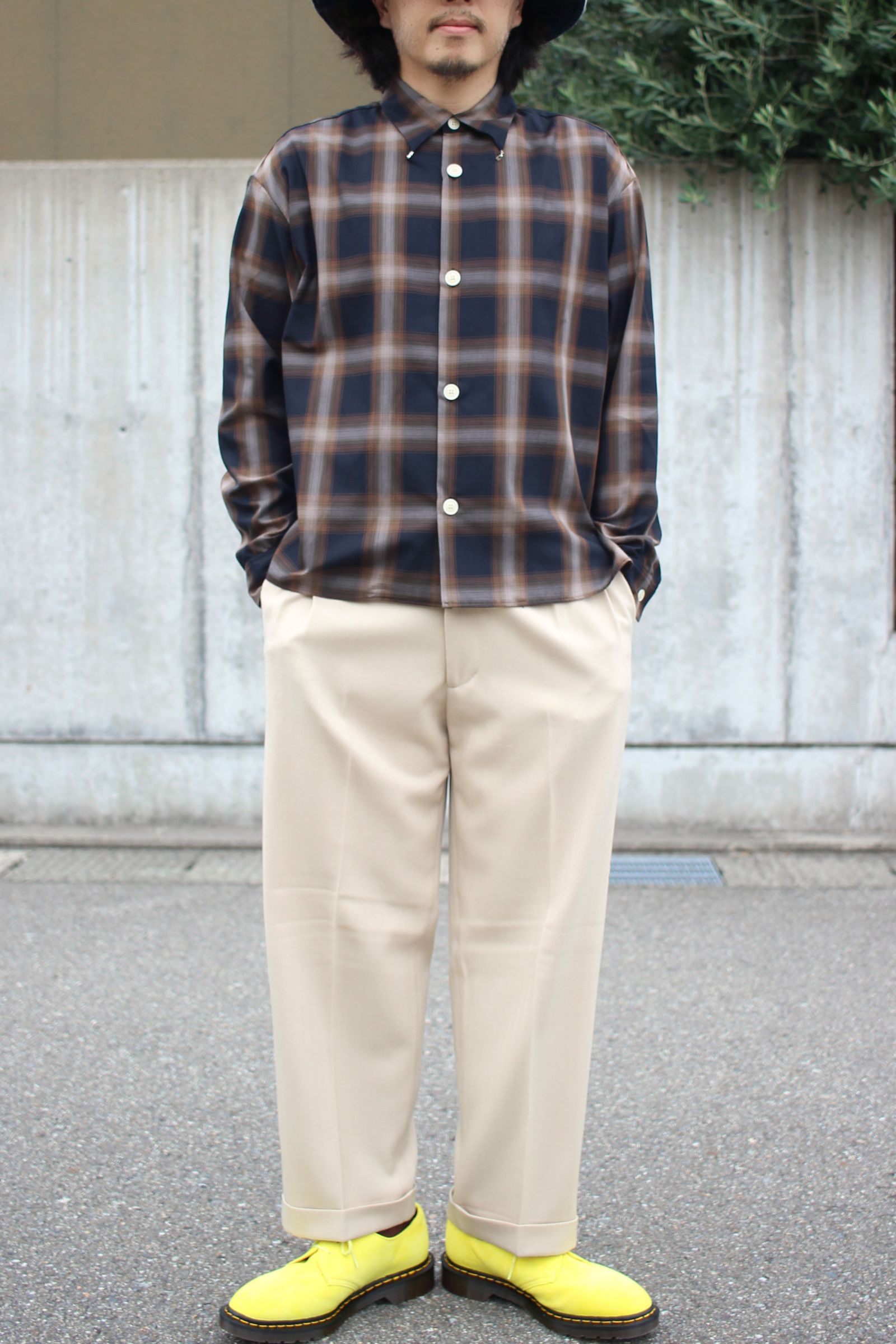 Ombre check SH shirt / オンブレチェックシャツ - BLACK