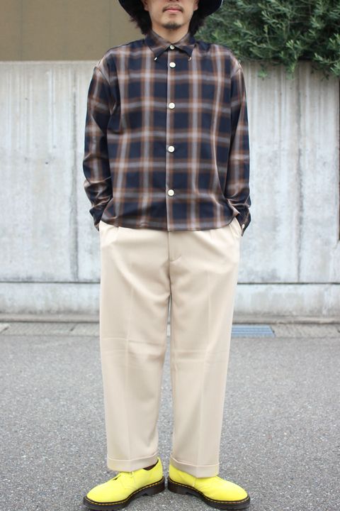 Ombre check SH shirt / オンブレチェックシャツ - BLACK