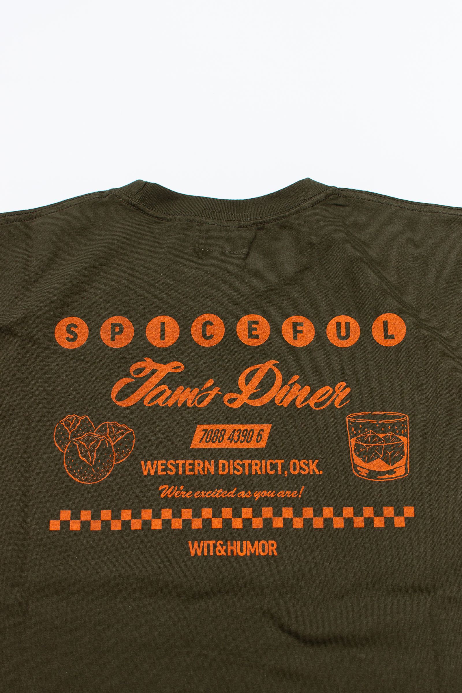 Tシャツ: GRAPHIC SCREEN TEE "DOUGHNUTS" / グラフィックスクリーンTEE - オリーブ