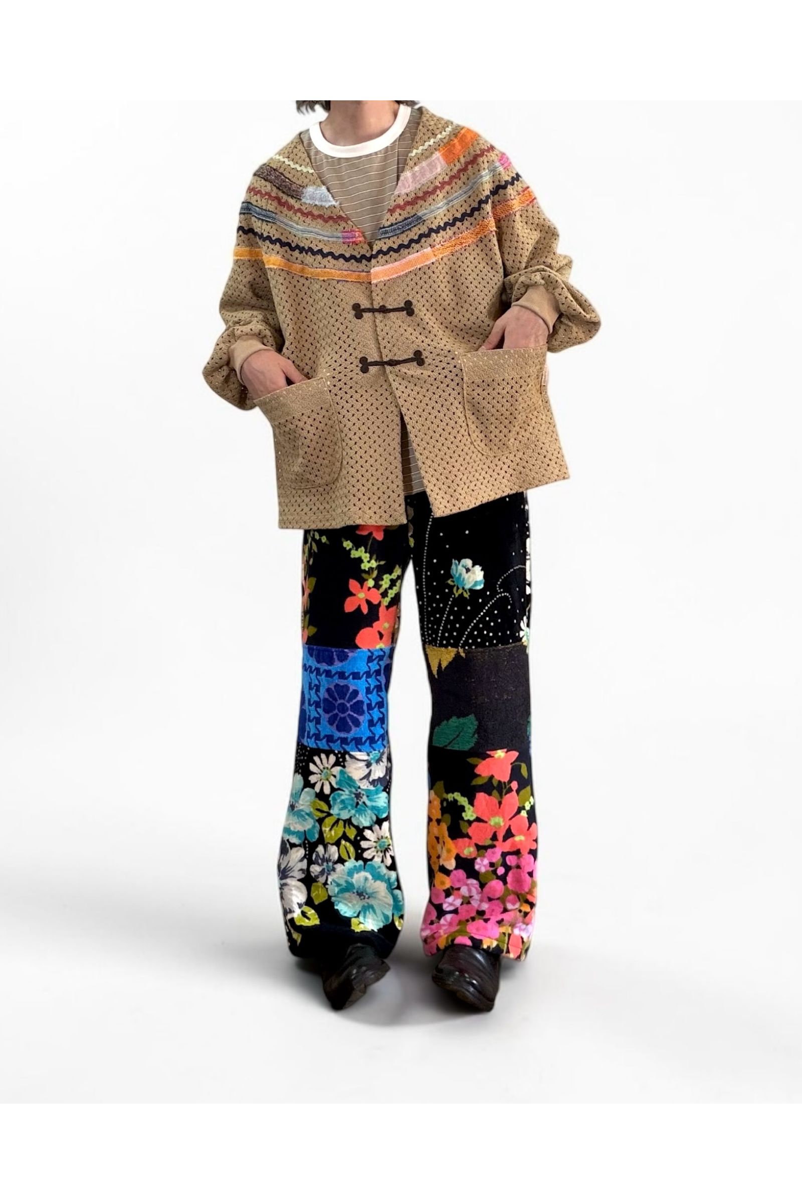 WOVEN-CARDIGAN / ウーブンカーディガン : メッシュカーディガン - BEIGE