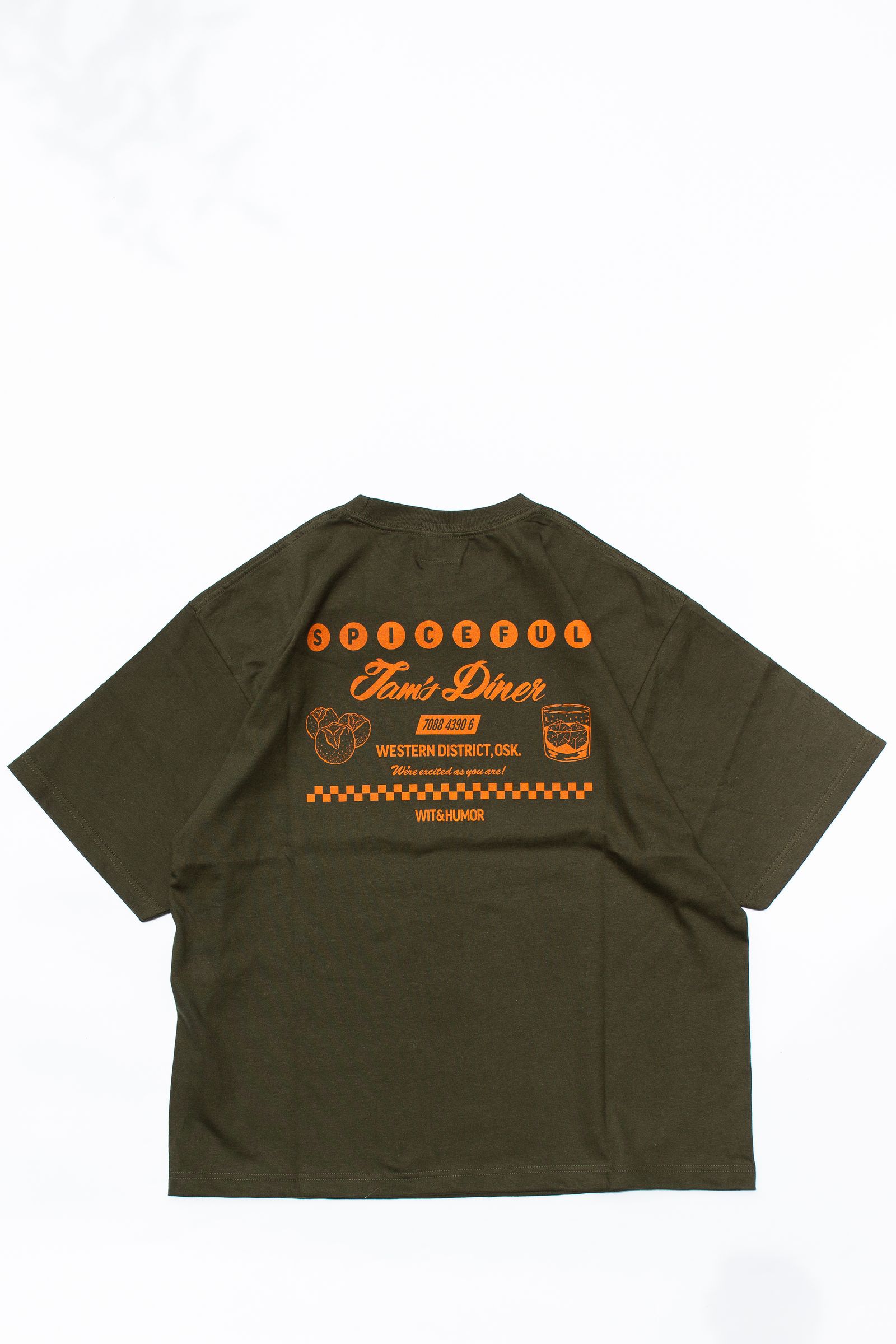 Tシャツ: GRAPHIC SCREEN TEE "DOUGHNUTS" / グラフィックスクリーンTEE - オリーブ