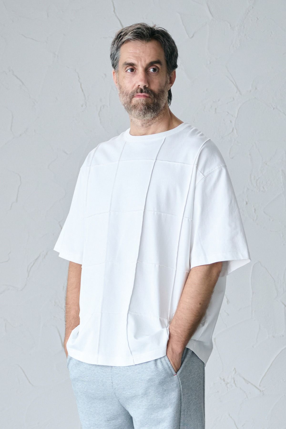 VINCENT / BLOCK STITCH TOP コットンジャージーTシャツ - OFFWHITE