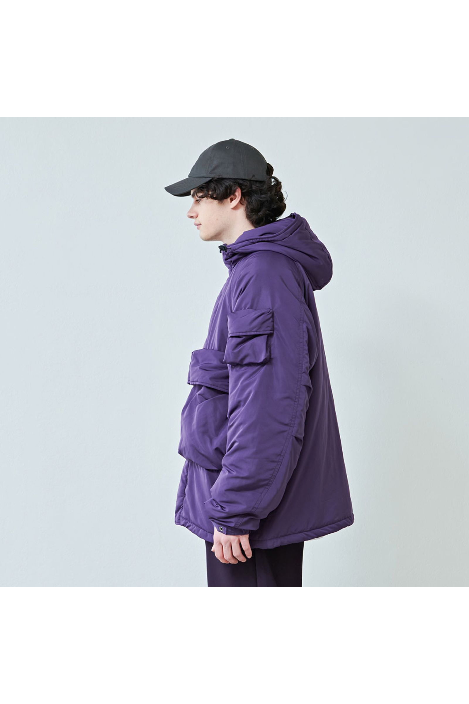 中綿ジャケット  : BIG POCKET HOODED PUFF JACKET "HYATT PUFF" / ビッグポケットフーデッドパフジャケット - パープル