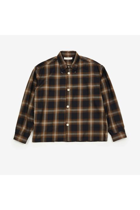 Ombre check SH shirt / オンブレチェックシャツ - BLAK