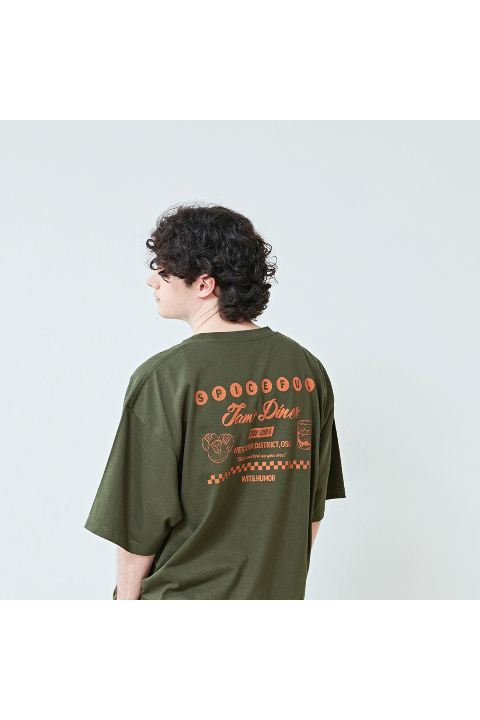 Tシャツ: GRAPHIC SCREEN TEE "DOUGHNUTS" / グラフィックスクリーンTEE - オリーブ
